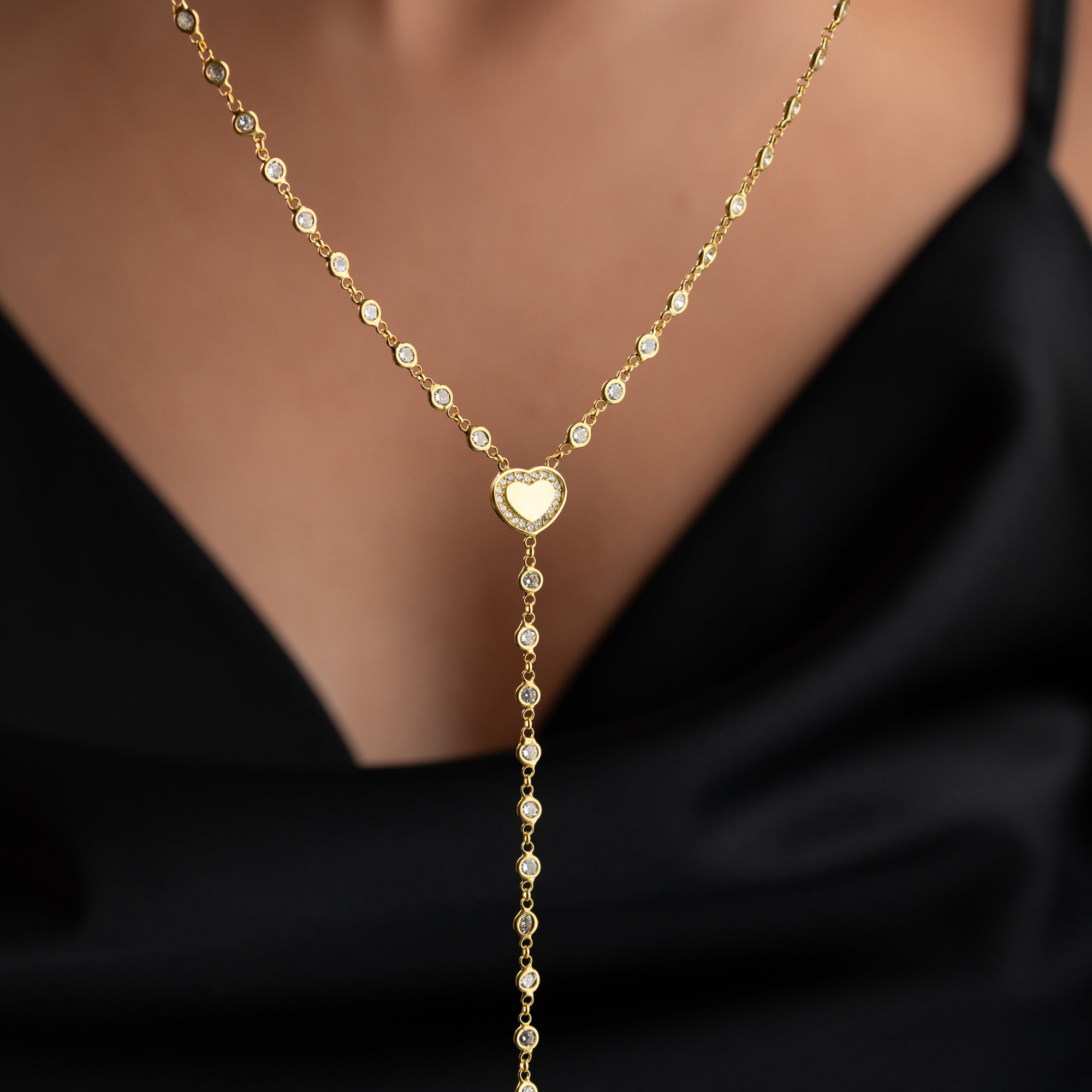 Y-MIT HERZ MEDAILLON HALSKETTE | 925 SILBER