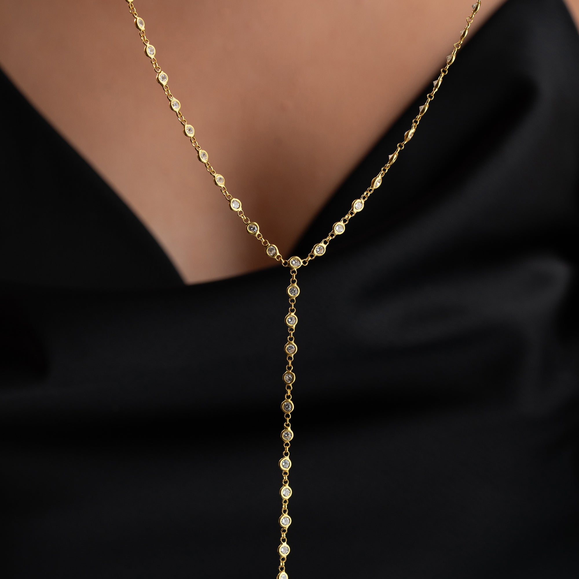Y-MIT ZIRKONIA STEINEN HALSKETTE | 925 SILBER