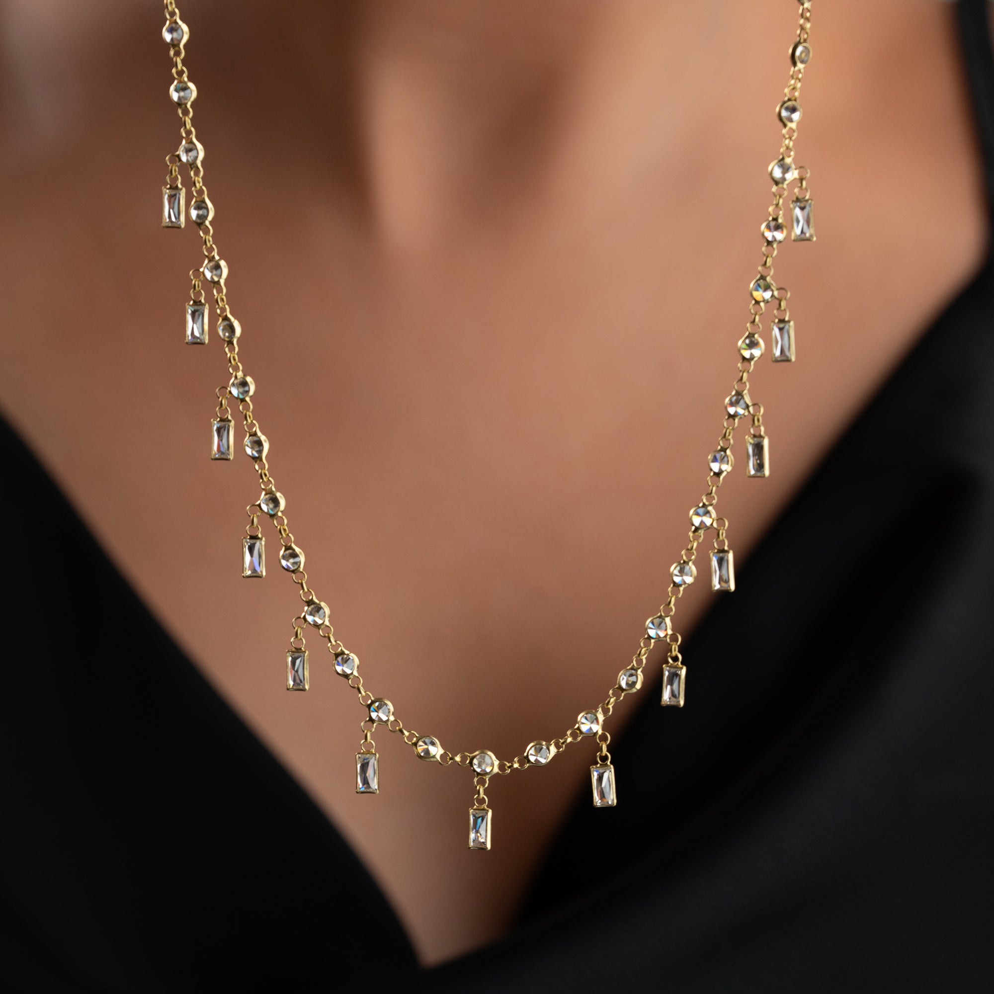 BAGUETTE DROP HALSKETTE | 925 SILBER