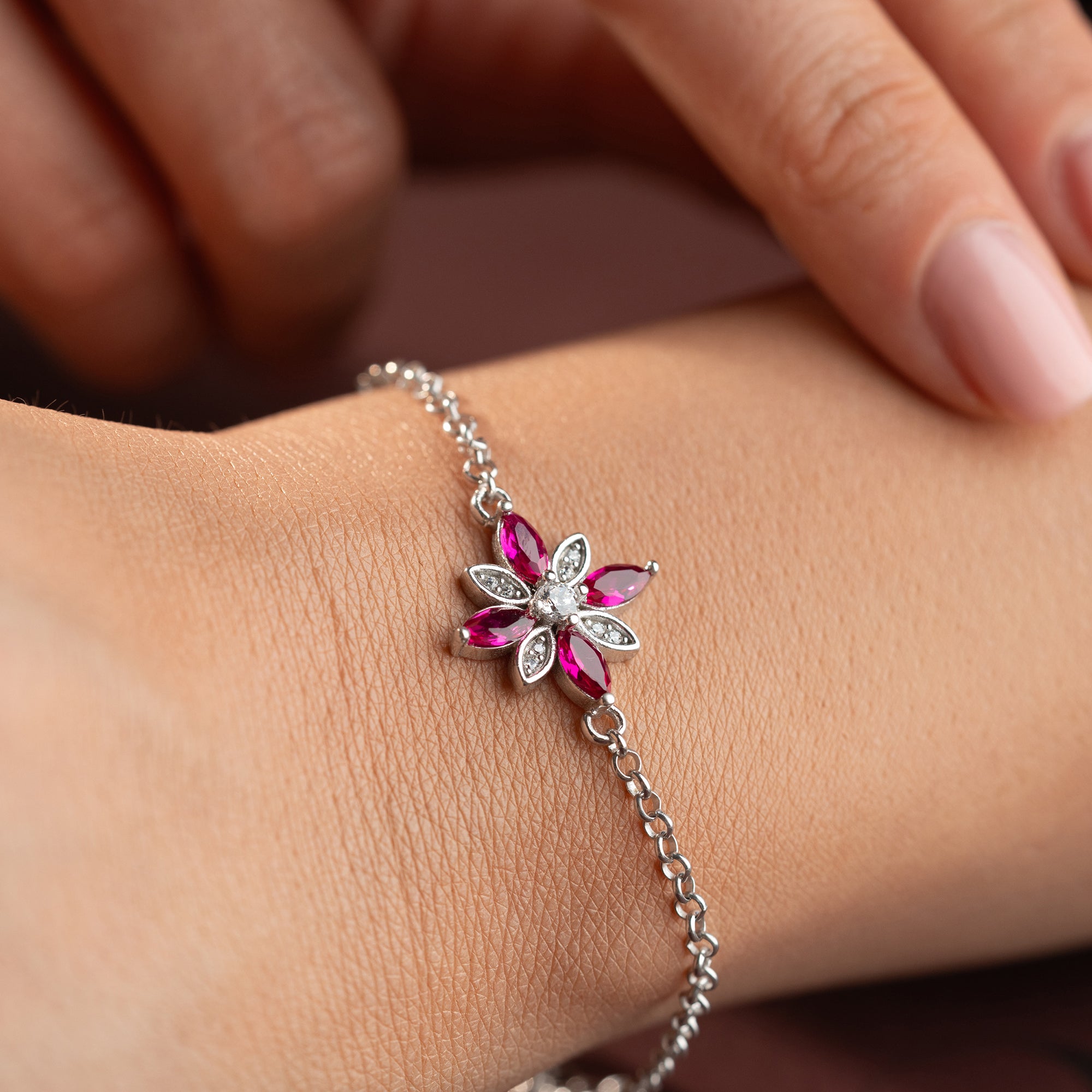 FUCHSIA BLUME ARMKETTE | 925 SILBER