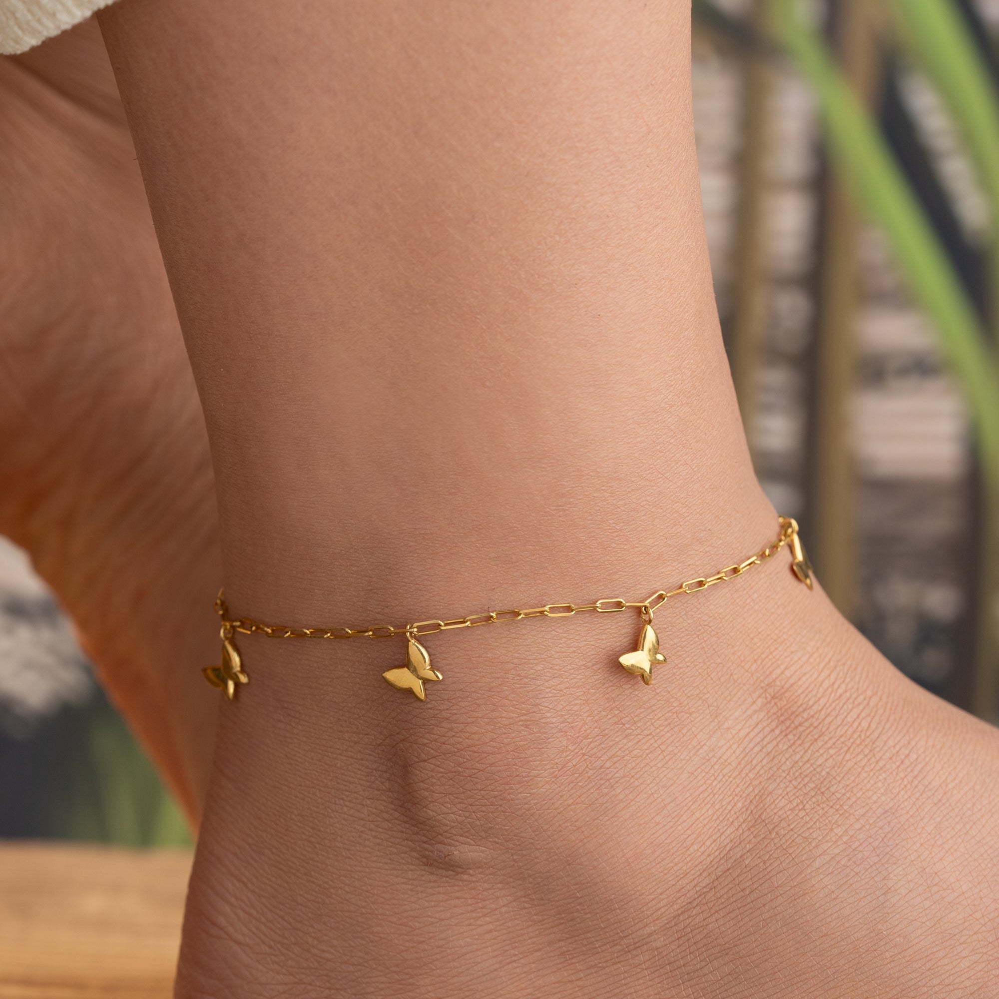 MIT SCHMETTERLINGS-CHARM FUSSKETTE | 925 SILBER