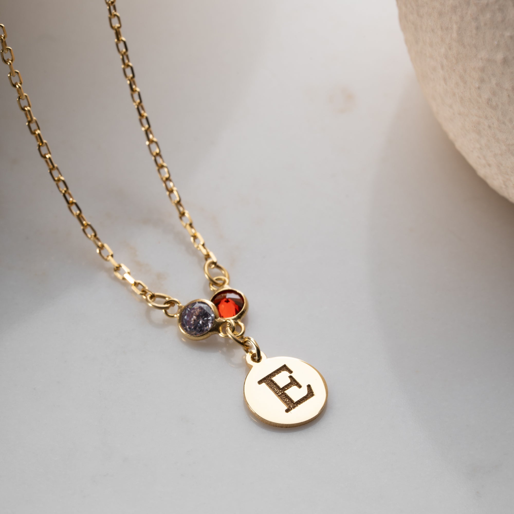 GEBURTSSTEIN PLÄTTCHEN HALSKETTE| 925 SILBER