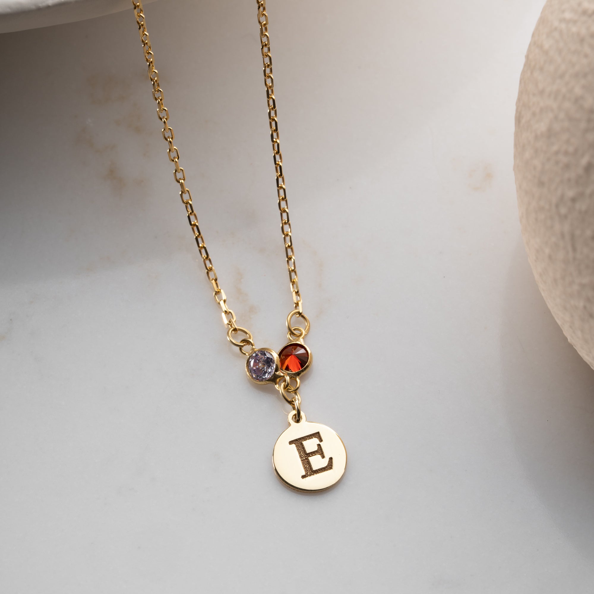 GEBURTSSTEIN PLÄTTCHEN HALSKETTE| 925 SILBER