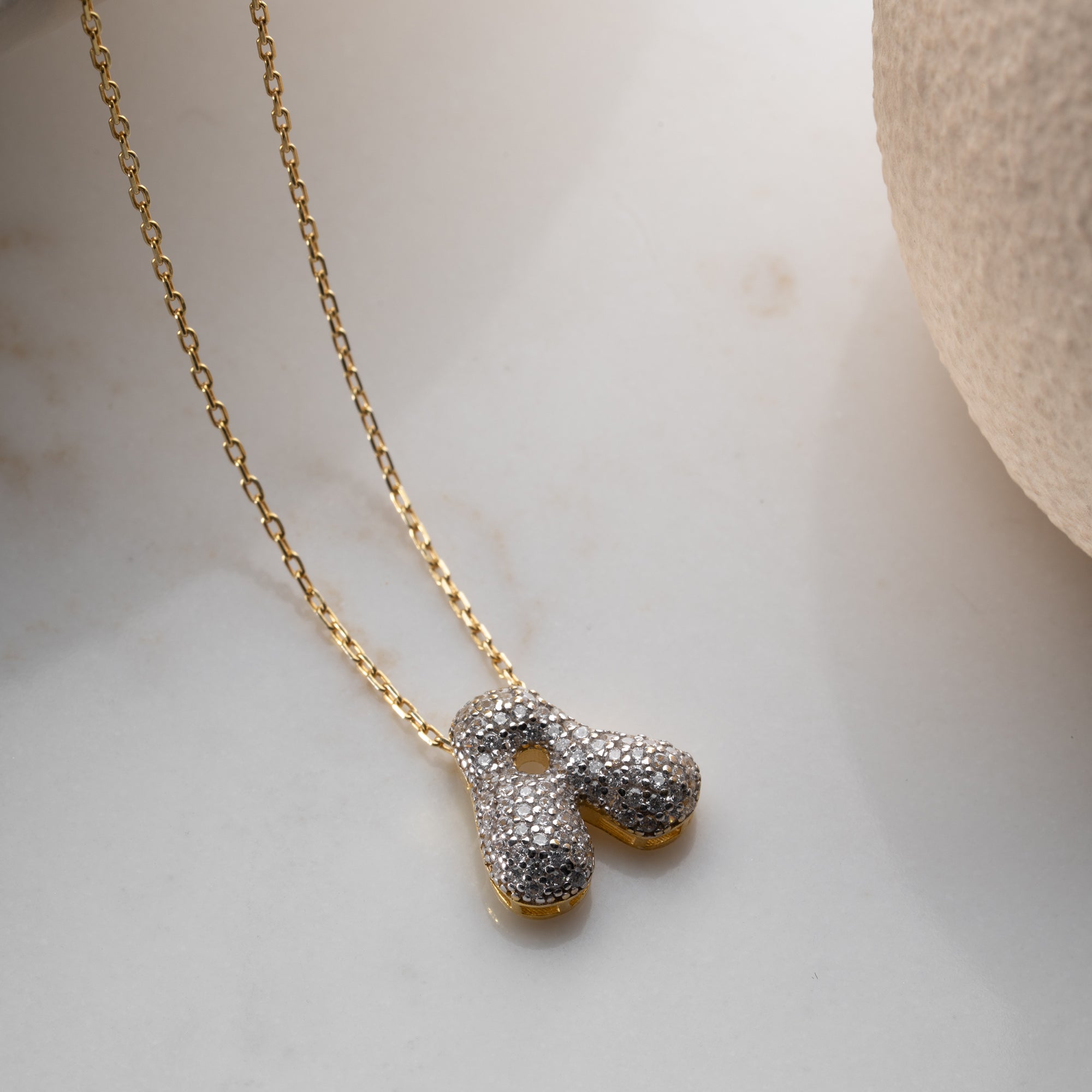 BUBBLE ZIRKONIA BUCHSTABENKETTE| 925 SILBER