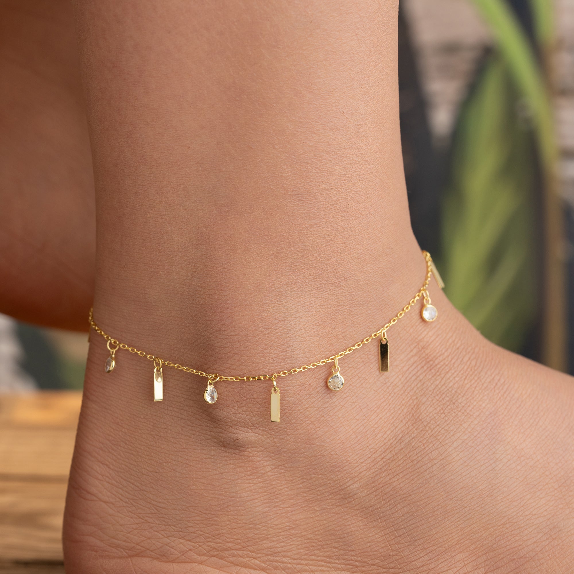 GLÄNZENDE CHARM FUSSKETTE | 925 SILBER
