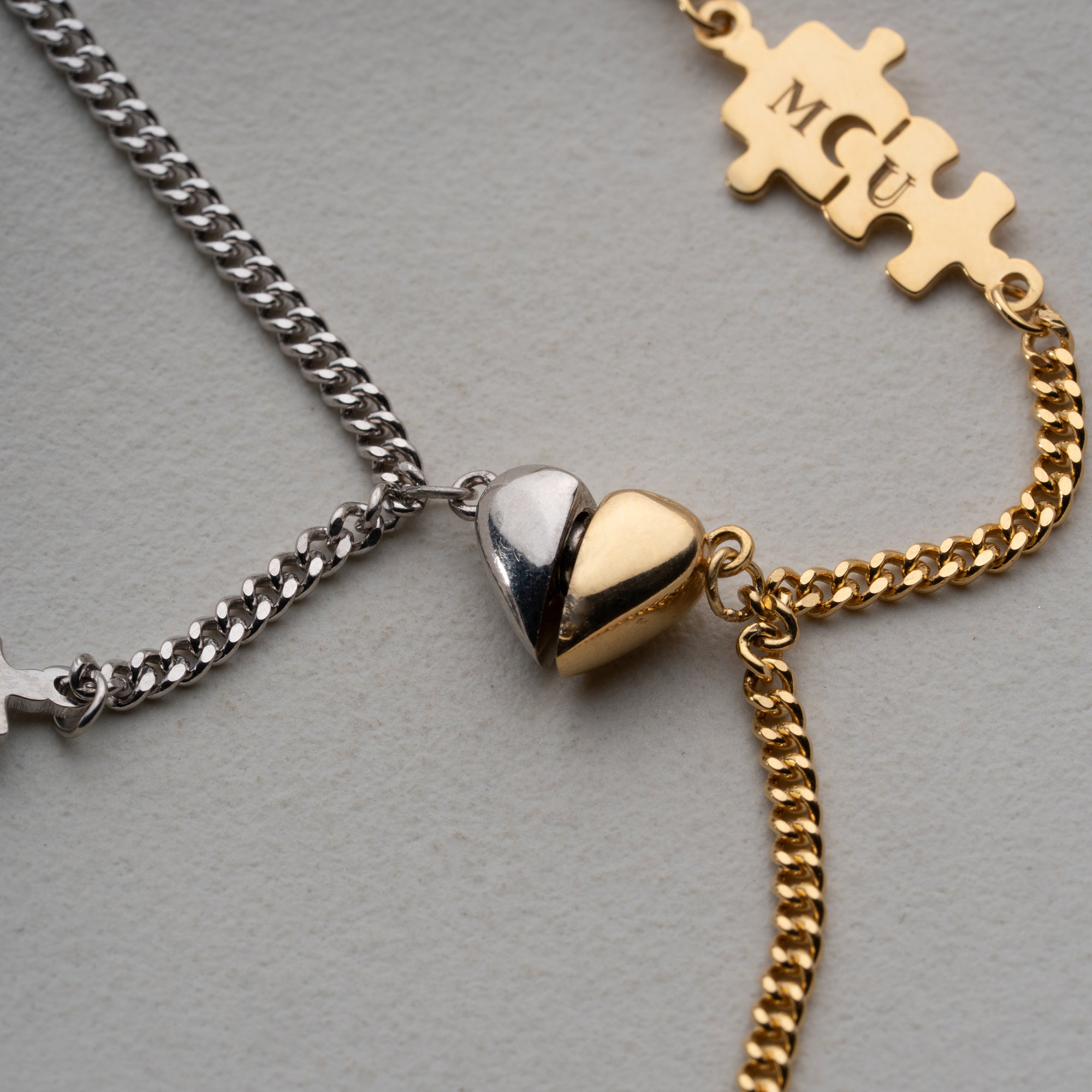 PUZZLE HERZ PARTNERARMBAND | 925 SILBER