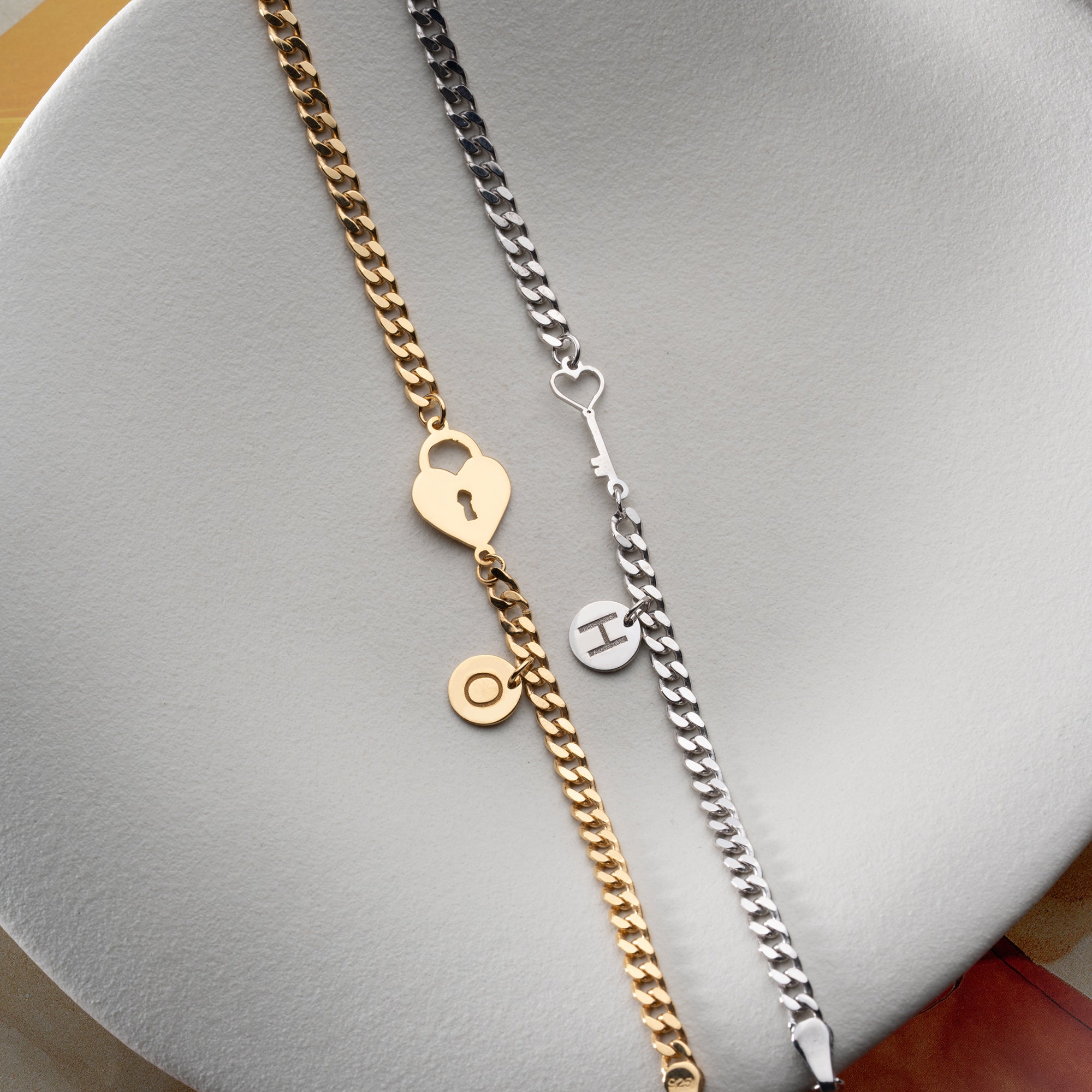 SCHLOSS BUCHSTABEN PARTNERARMBAND | 925 SILBER