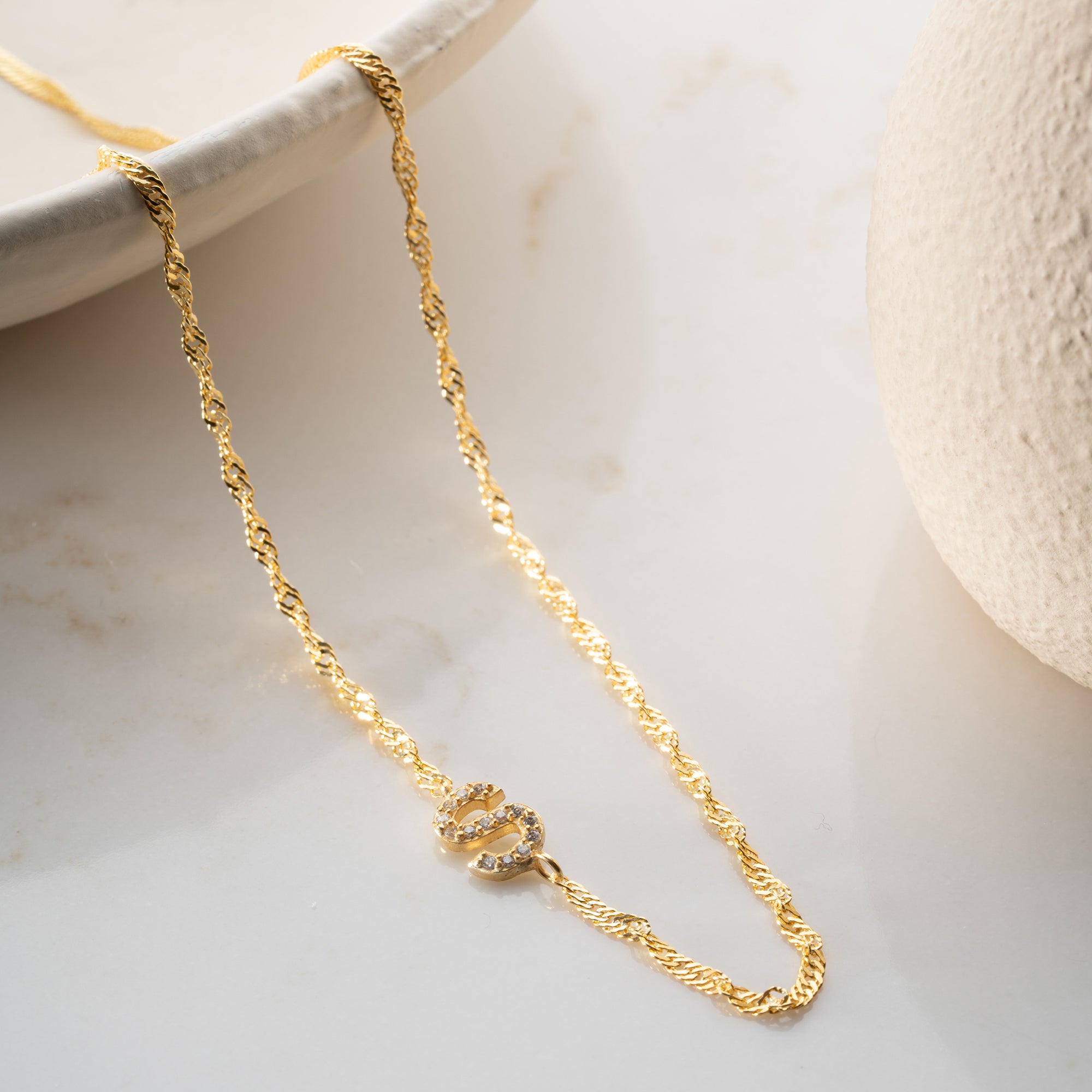 SINGAPORE ZIRCONIA LETTER NECKLACE | 925 SILVER
