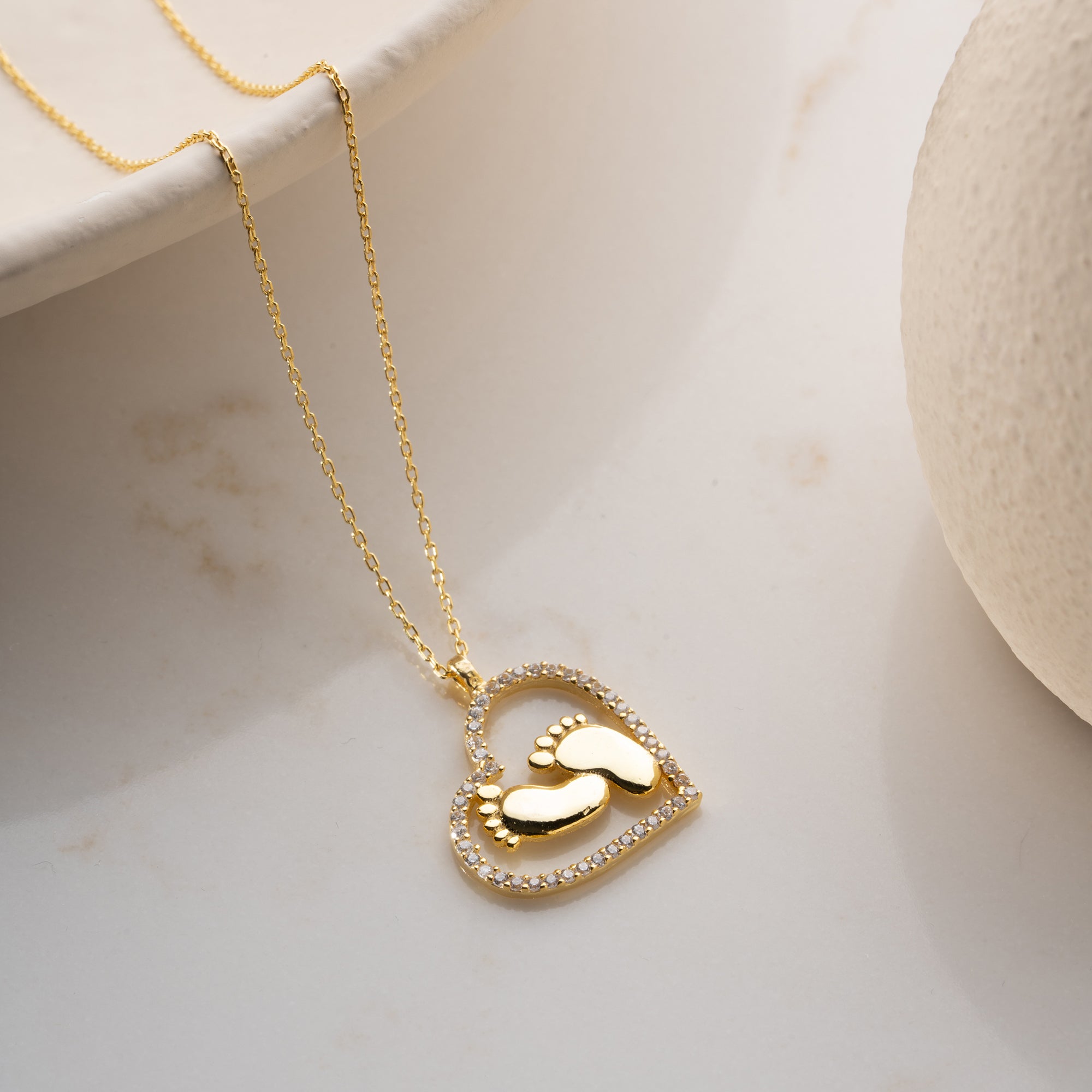 HERZ BABYFUSS HALSKETTE | 925 SILBER