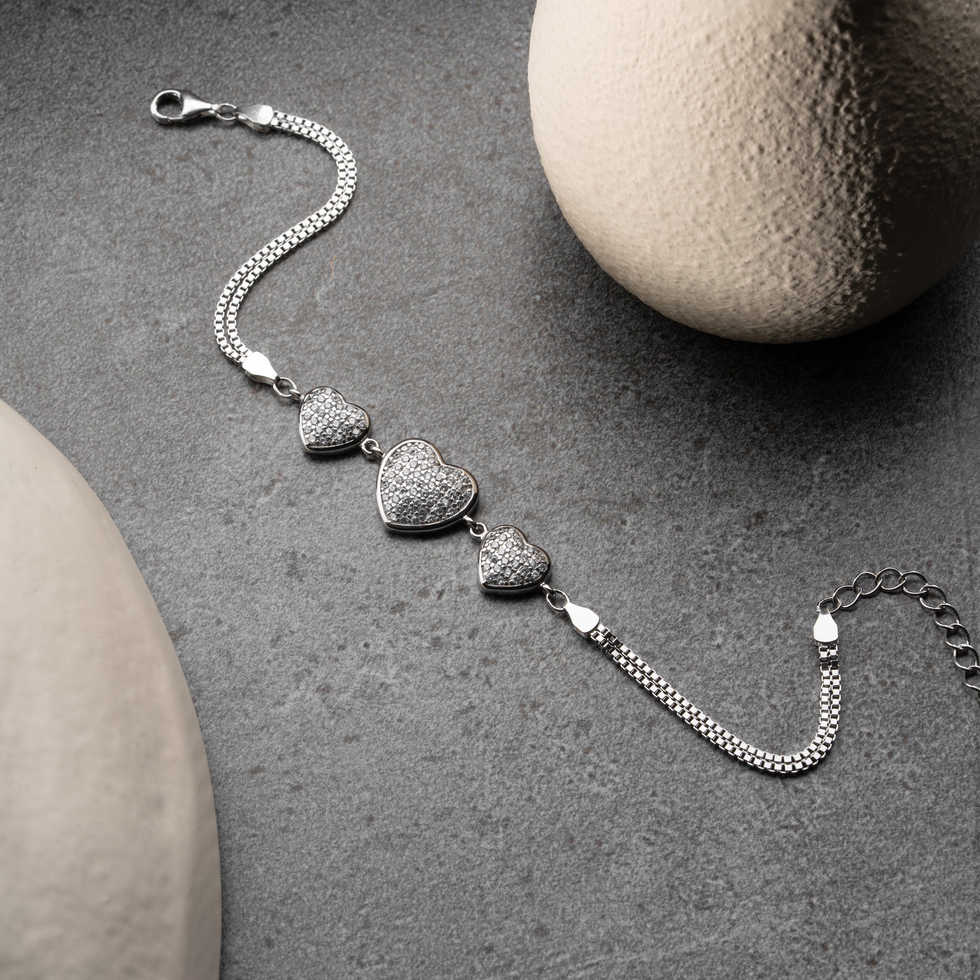 THREE HERZ ARMBAND | 925 SILBER