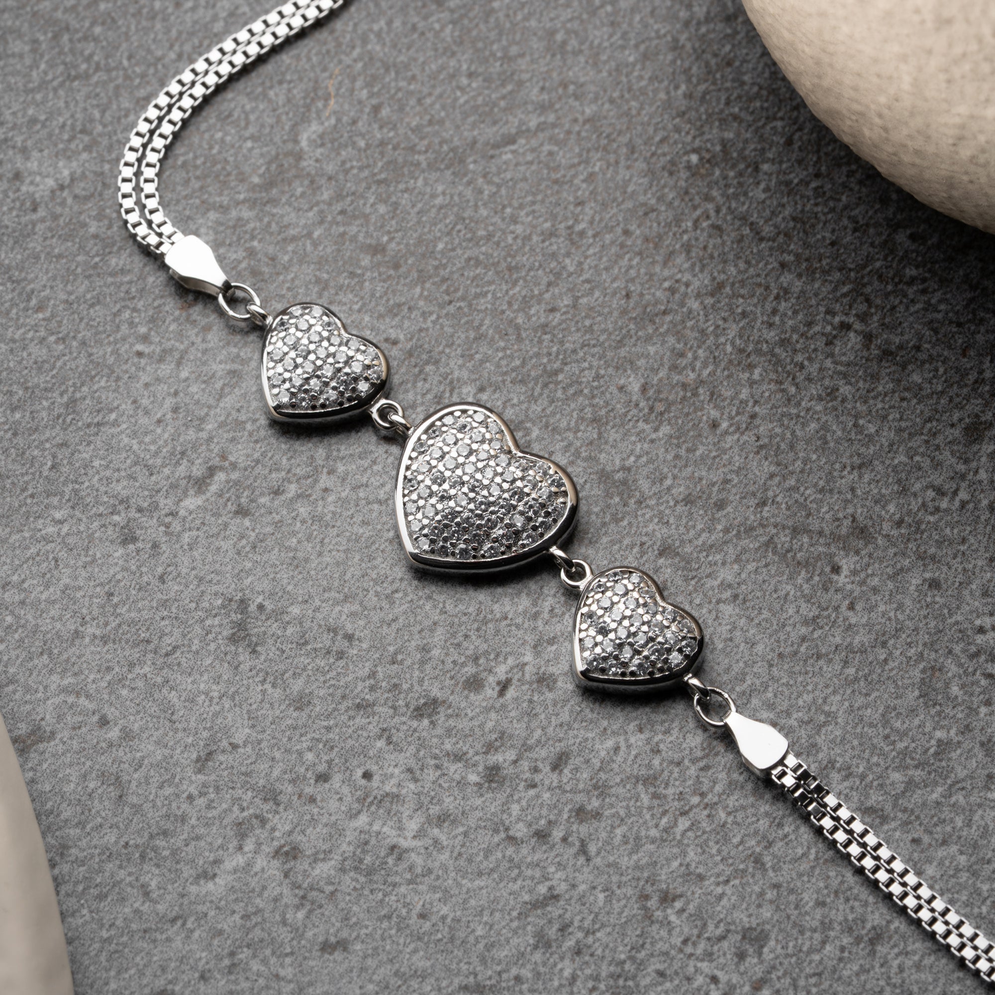 THREE HEART BRACELET | 925 SILVER