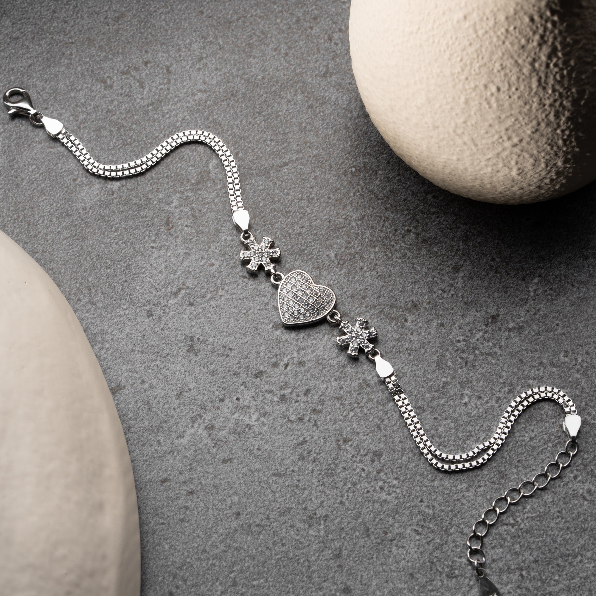 HERZ SCHNEEFLOCKE BLOOM ARMBAND | 925 SILBER