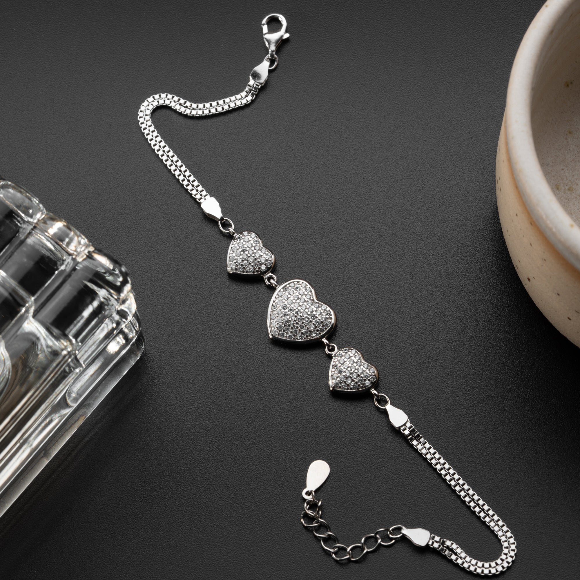 THREE HEART BRACELET | 925 SILVER