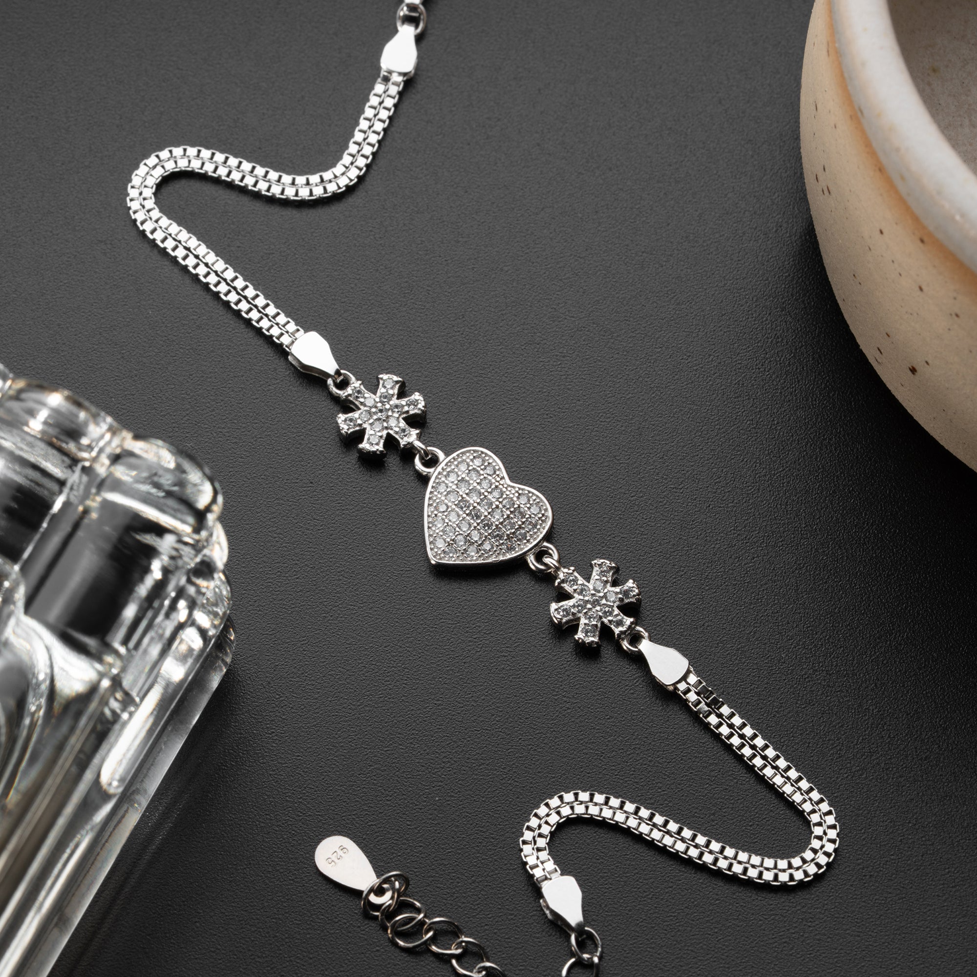 HERZ SCHNEEFLOCKE BLOOM ARMBAND | 925 SILBER