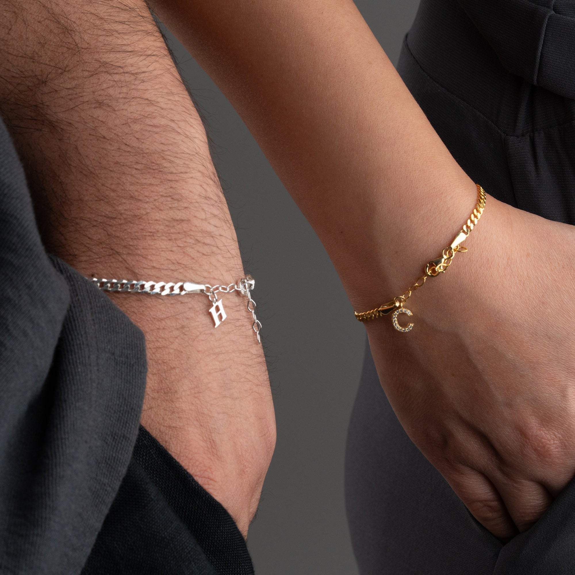 GOURMET BUCHSTABEN PARTNERARMBAND | 925 SILBER
