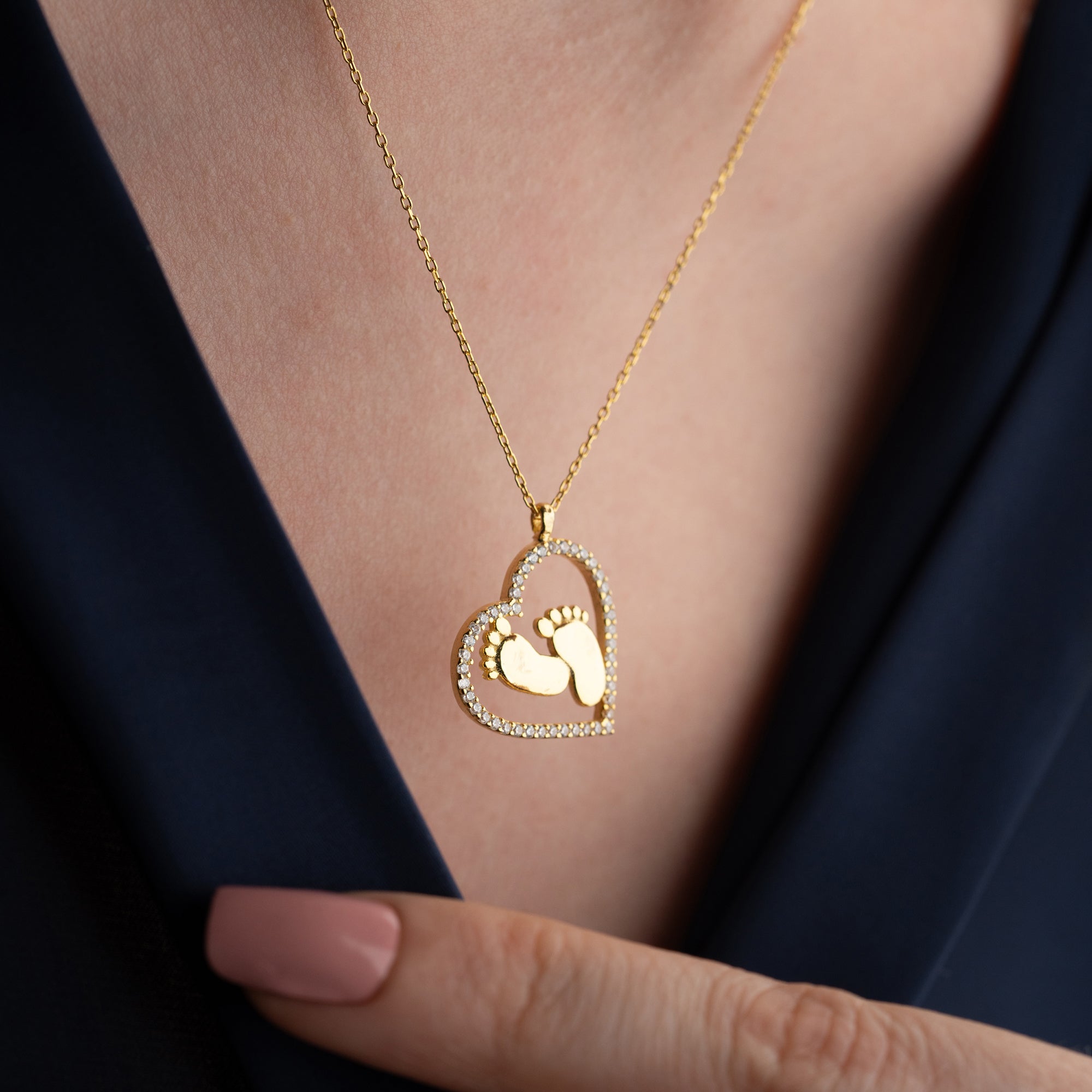 HERZ BABYFUSS HALSKETTE | 925 SILBER