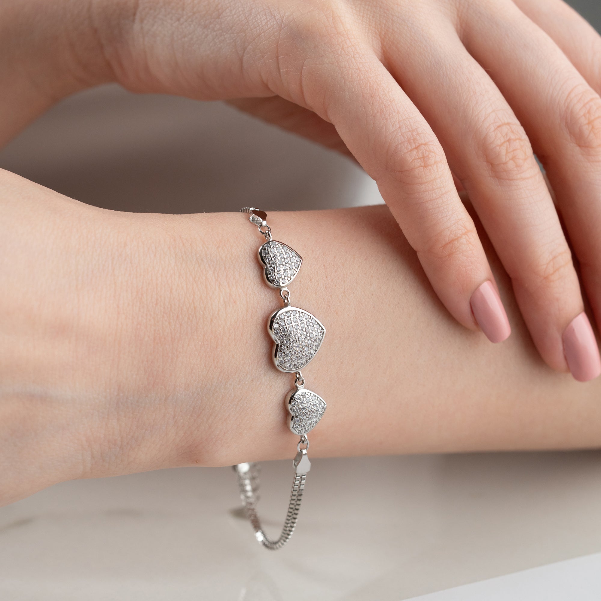THREE HEART BRACELET | 925 SILVER