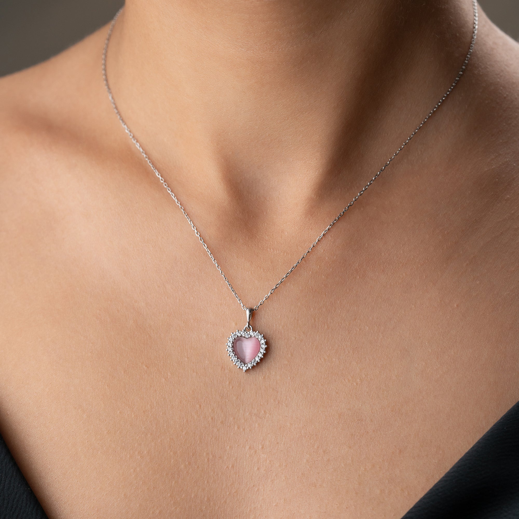 ROSA HERZ HALSKETTE II | 925 SILBER