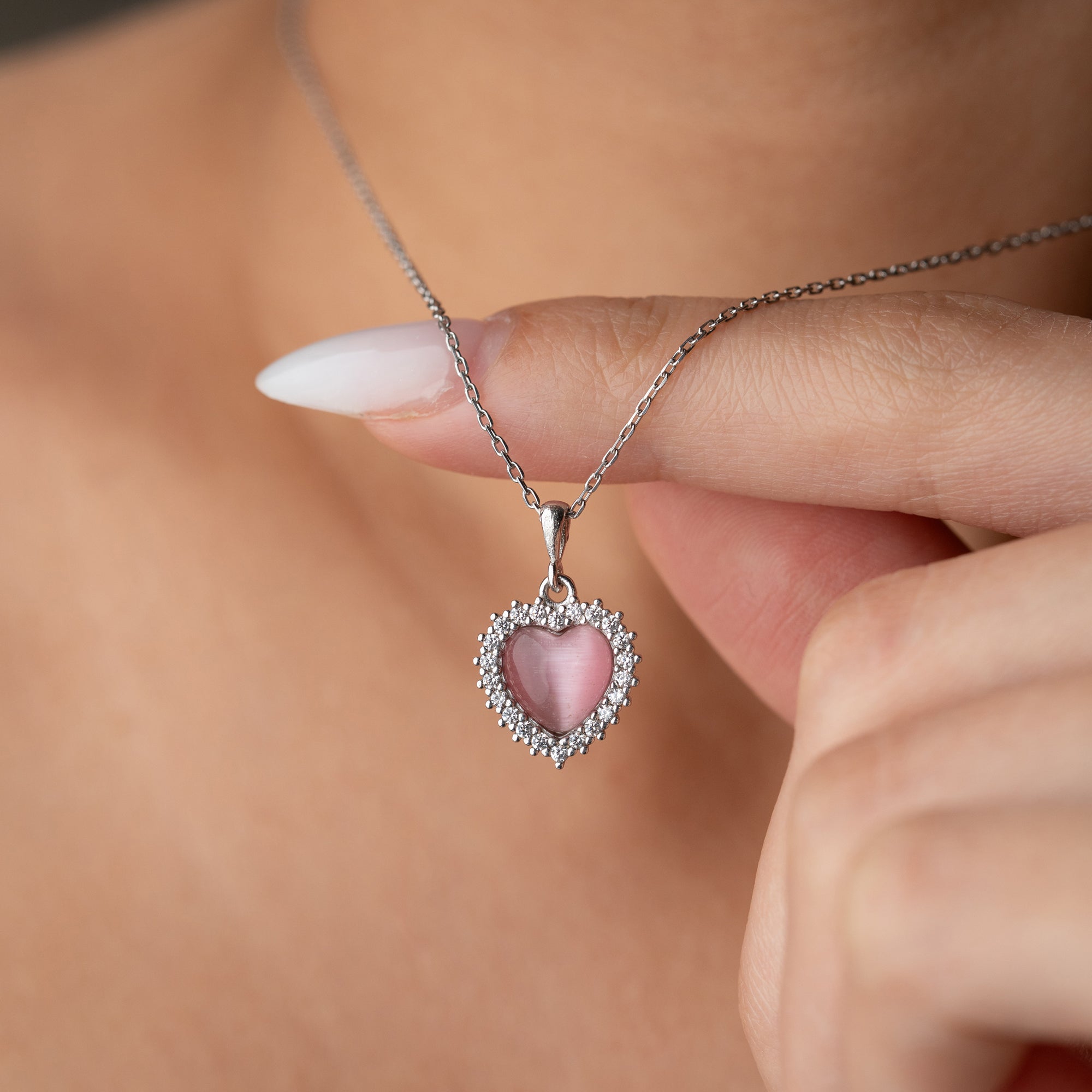ROSA HERZ HALSKETTE II | 925 SILBER