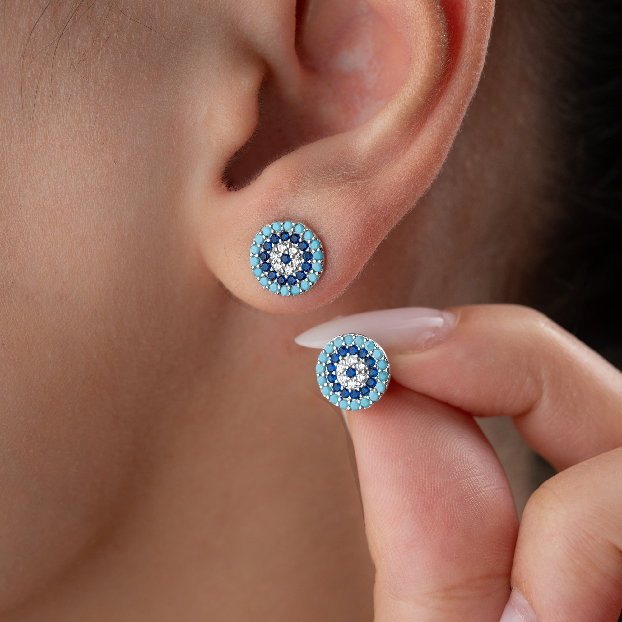 BLUE NAZAR OHRRINGE | 925 SILBER