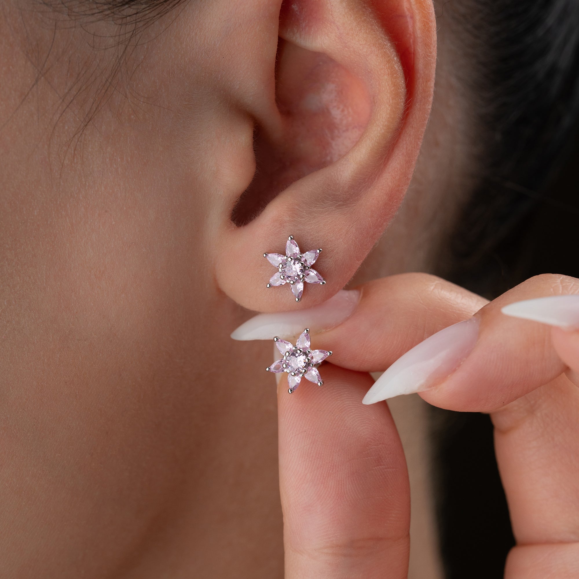 MINI LOTUS ROSA OHRRINGE | 925 SILBER