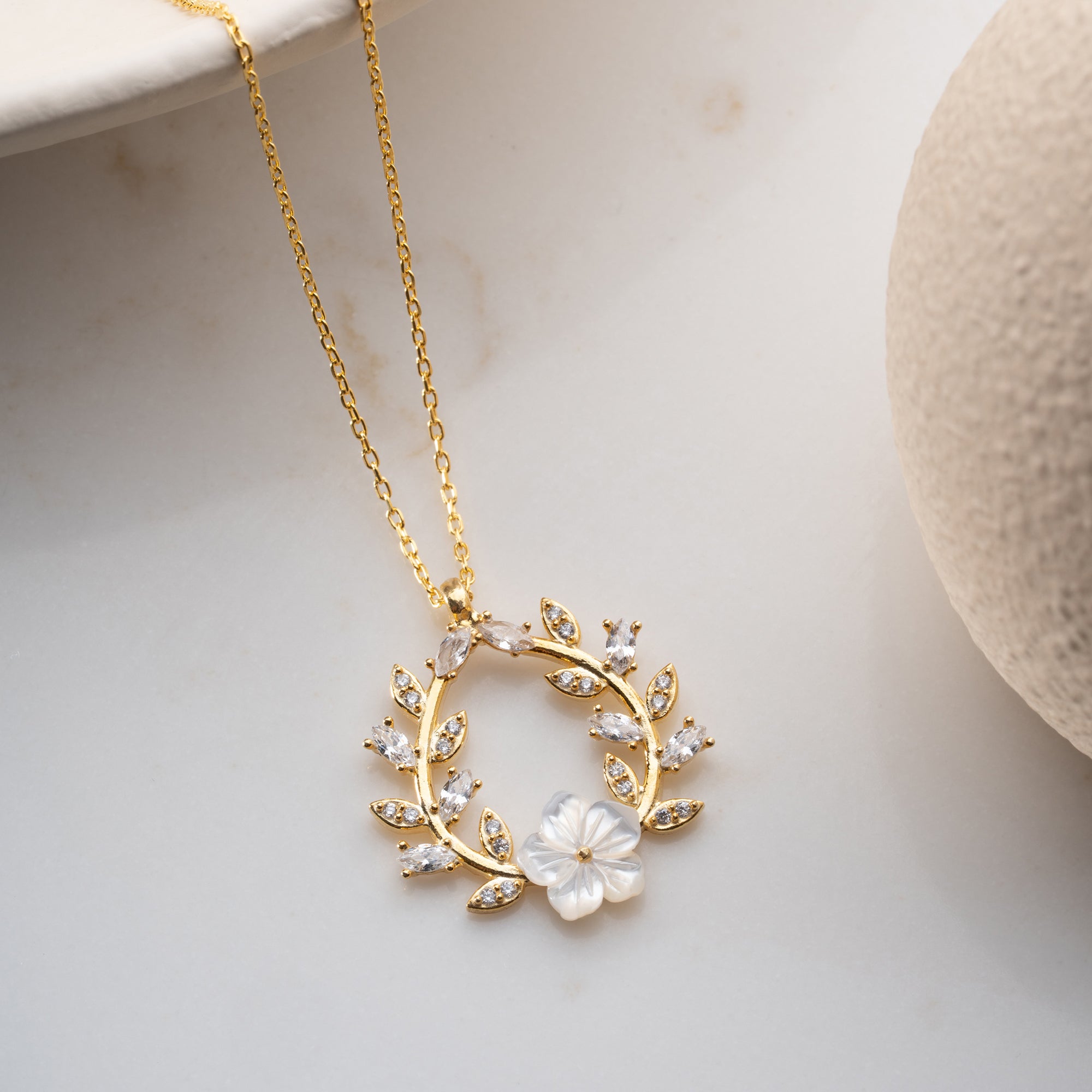 PERLMUTTBLUME HALSKETTE | 925 SILBER