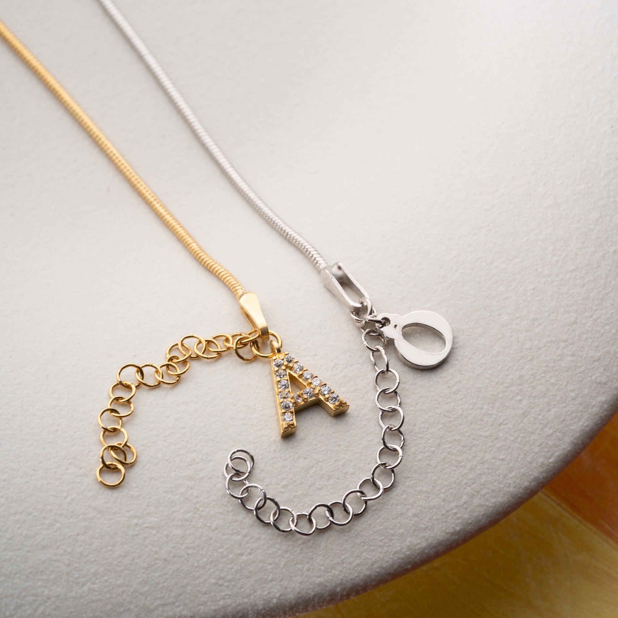 SLIM SNAKE SKIN BUCHSTABEN PARTNERARMBAND | 925 SILBER