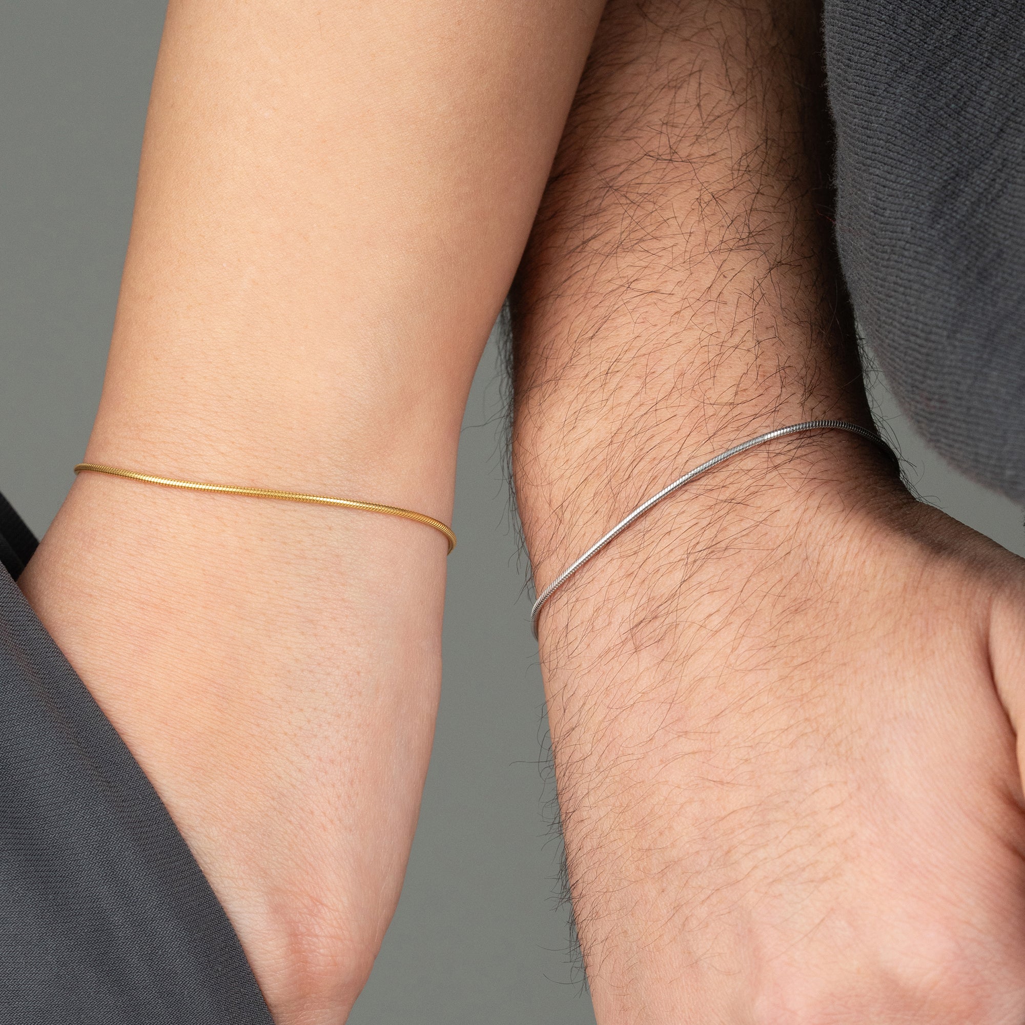 SLIM SNAKE SKIN BUCHSTABEN PARTNERARMBAND | 925 SILBER