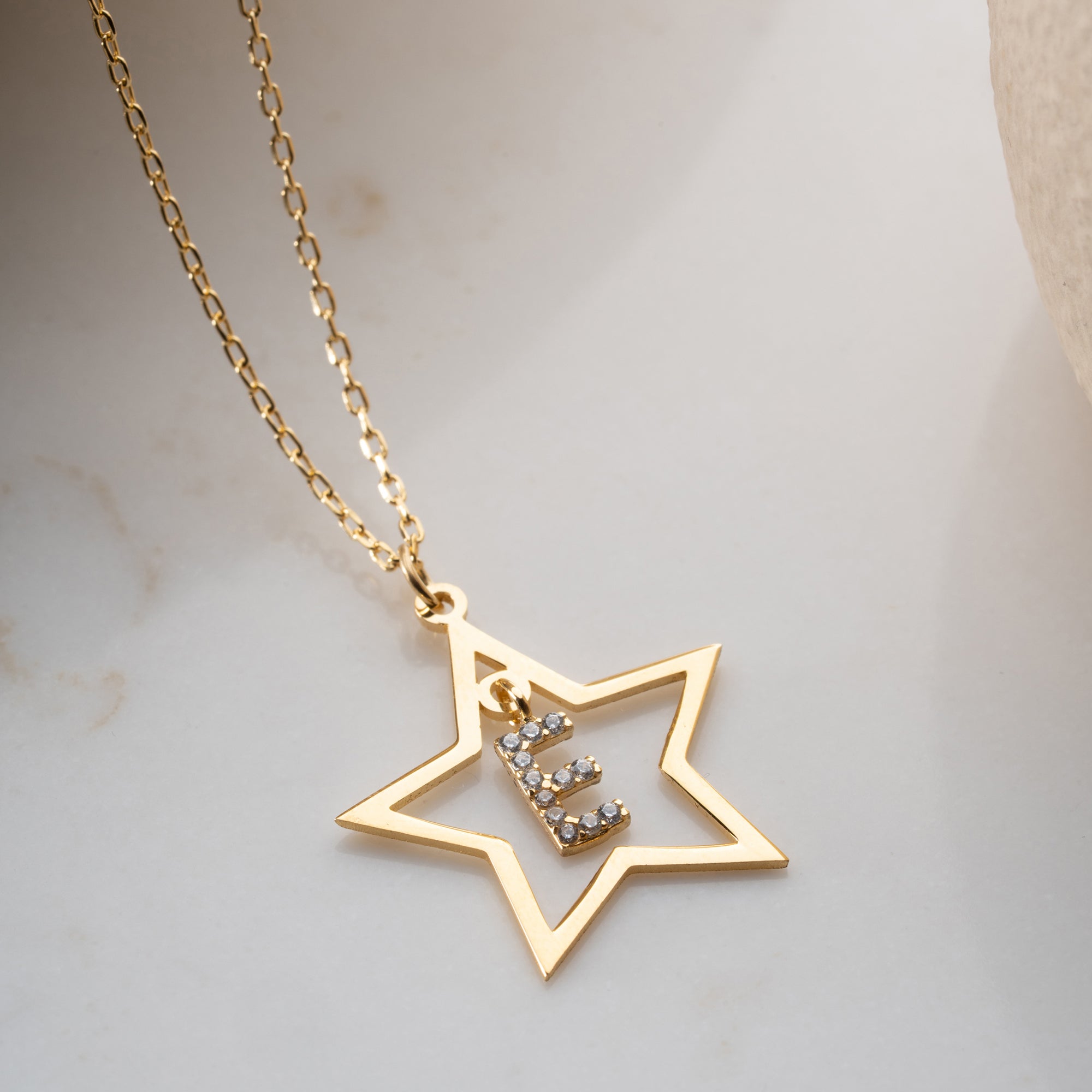 Zirconium Star Letter Necklace | 925 Silver