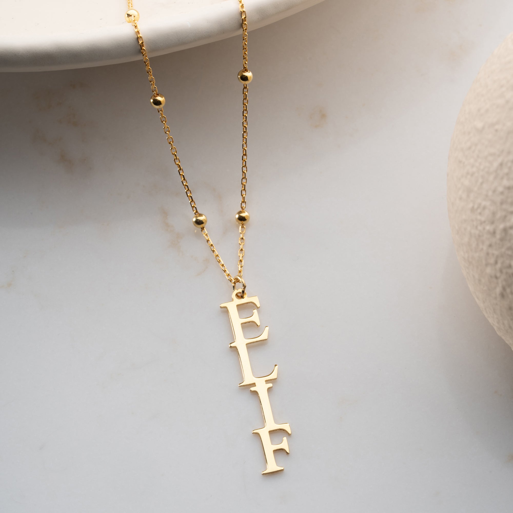 VINTAGE SENKRECHTE NAMENSKETTE | 925 SILBER