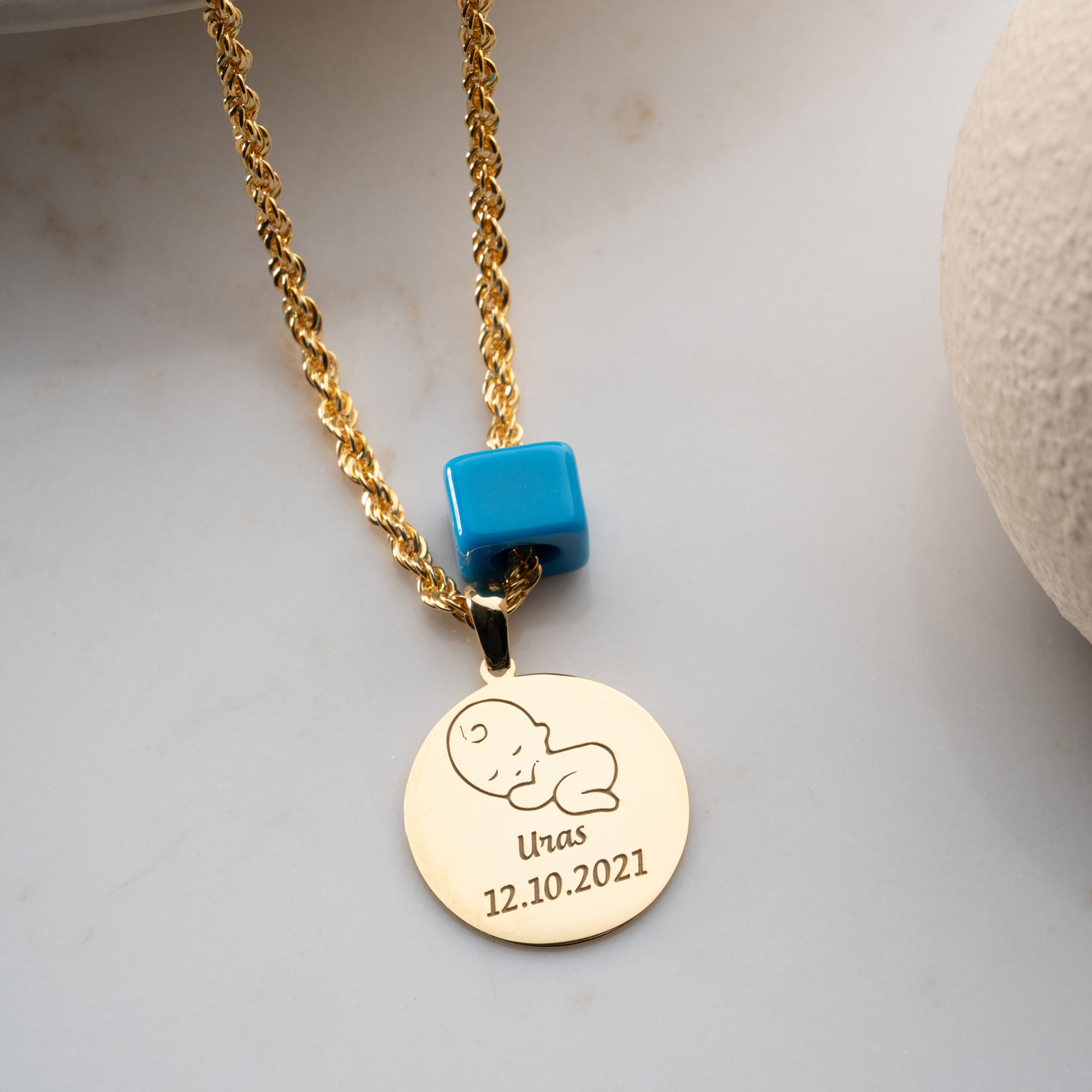Ceyrek swivel chain with blue natural stone | 925 silver
