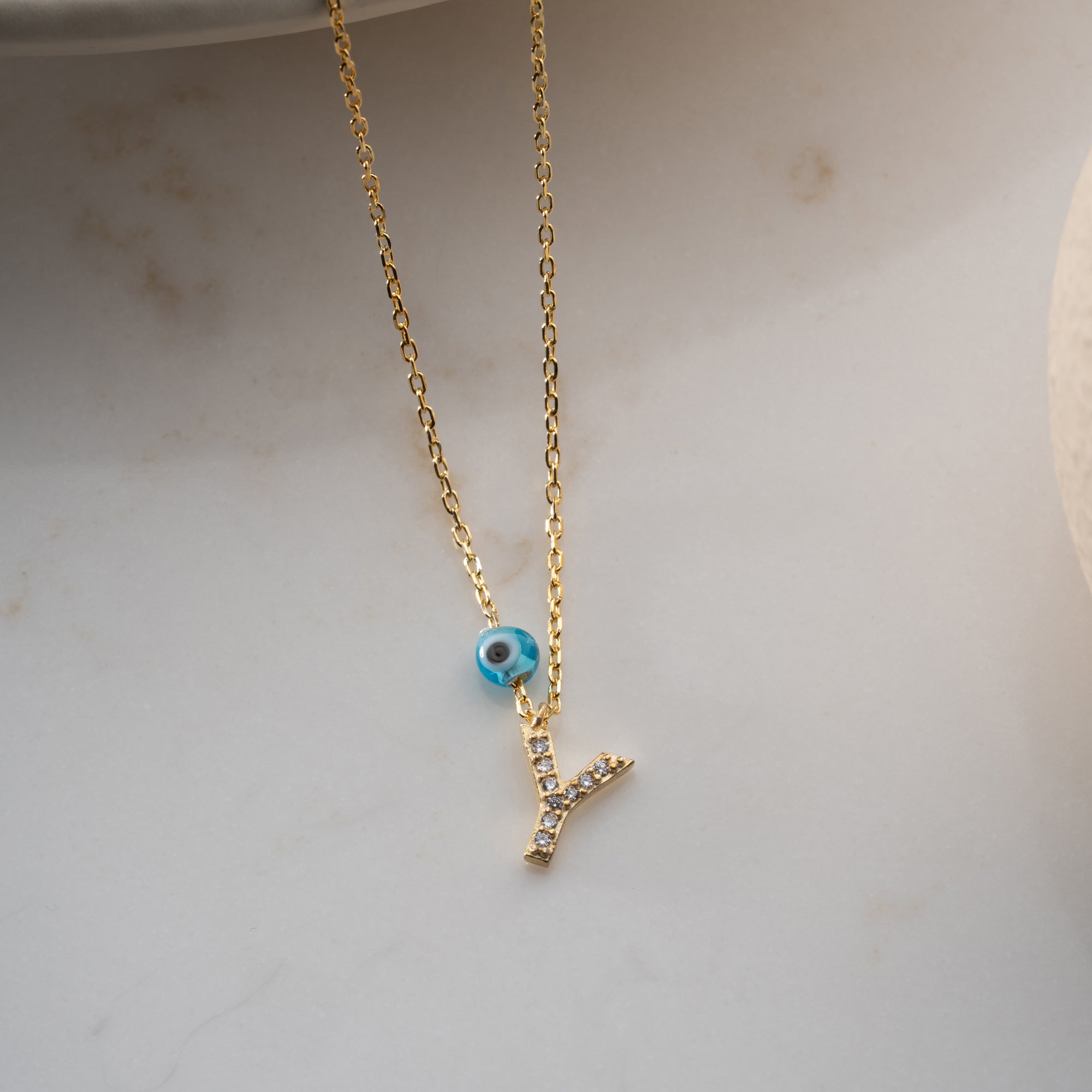 BUCHSTABENKETTE MIT NAZAR | 925 SILBER