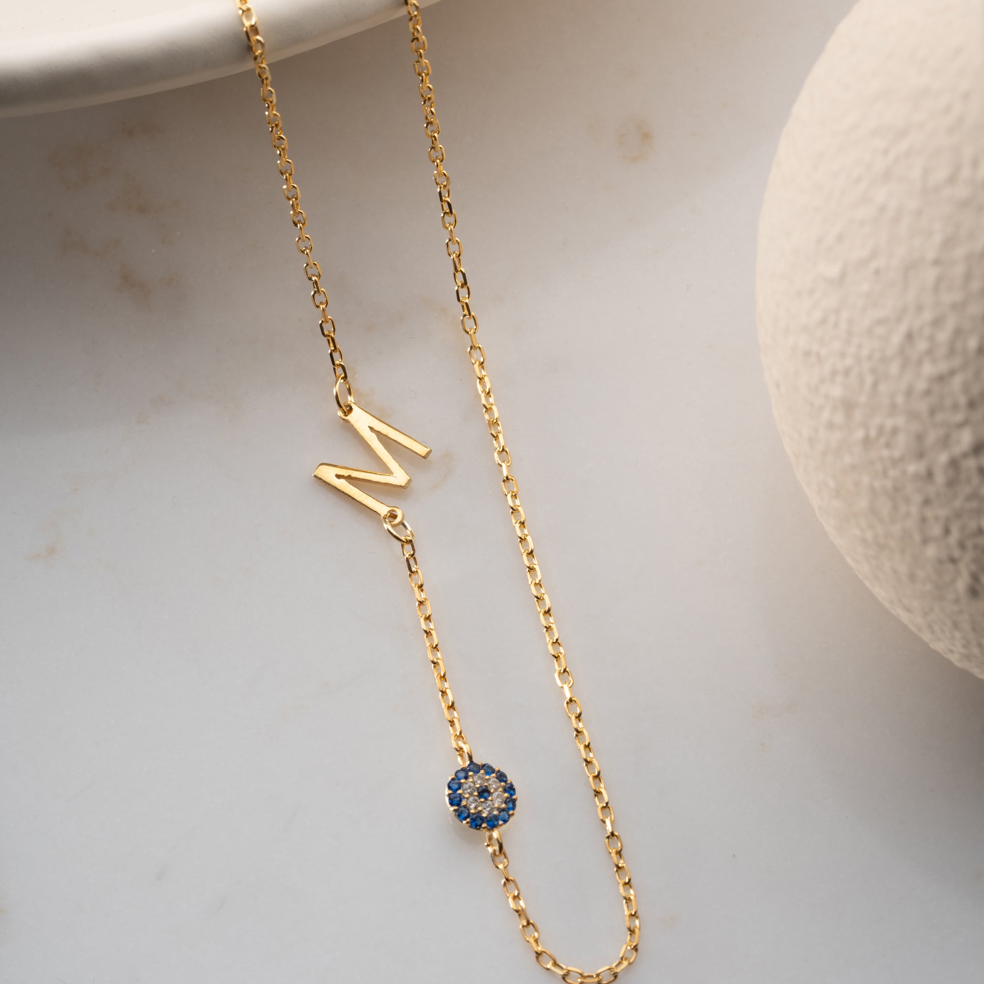 LETTER X NAZAR NECKLACE | 925 SILVER