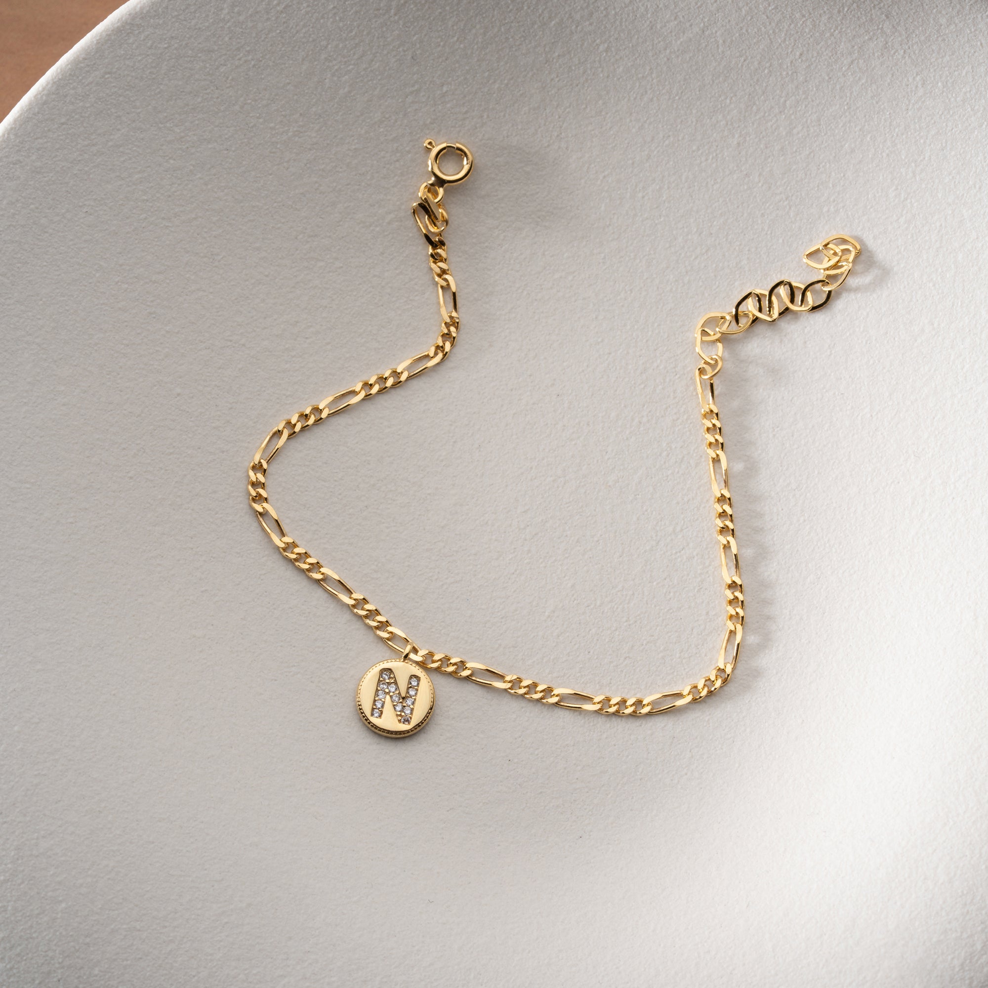 Zirconia letter charm bracelet | 925 silver