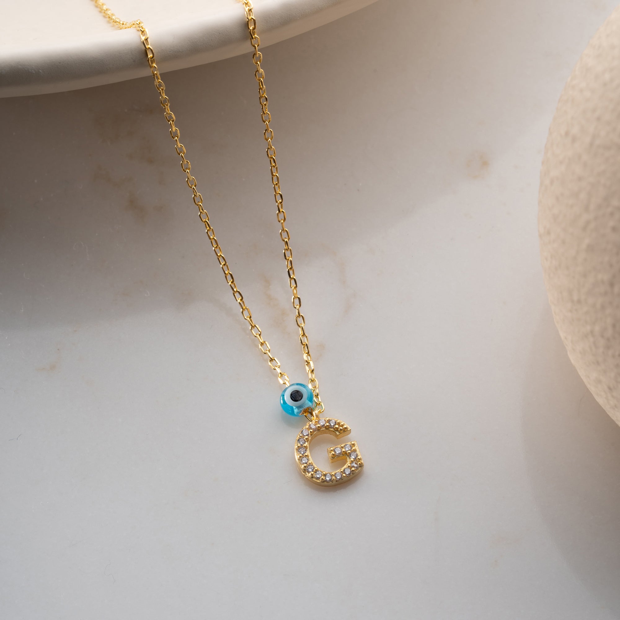 BUCHSTABENKETTE MIT NAZAR | 925 SILBER