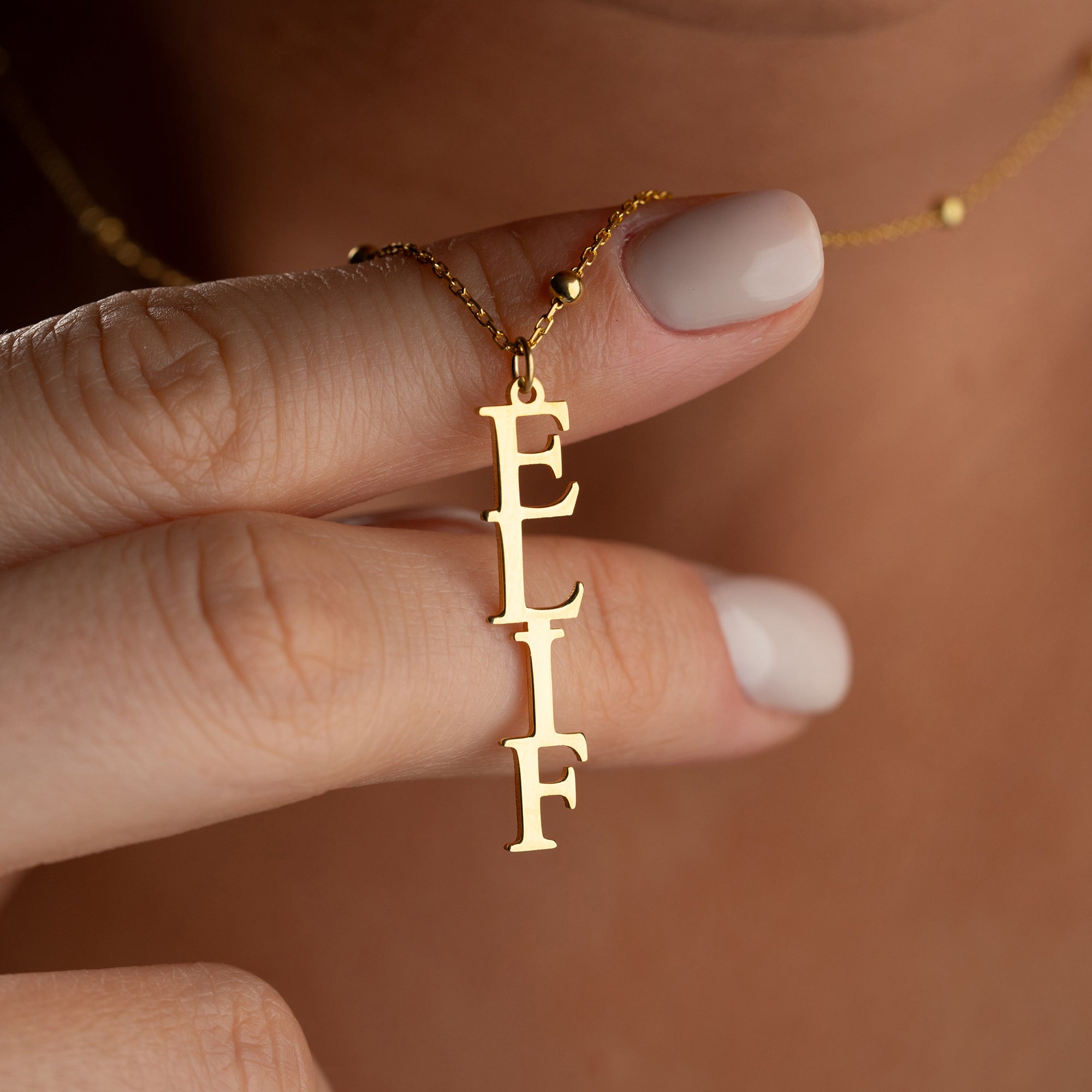 VINTAGE SENKRECHTE NAMENSKETTE | 925 SILBER