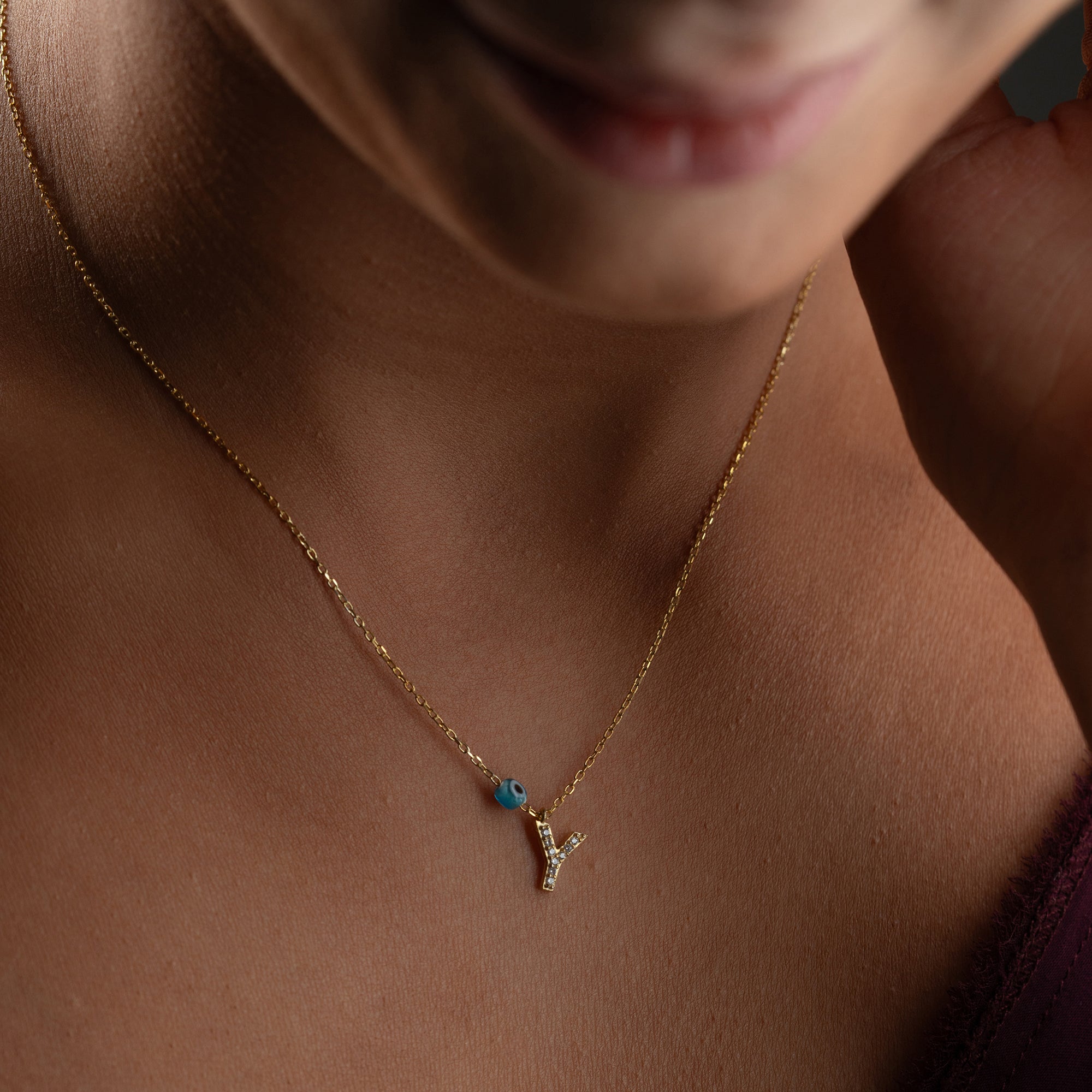 BUCHSTABENKETTE MIT NAZAR | 925 SILBER