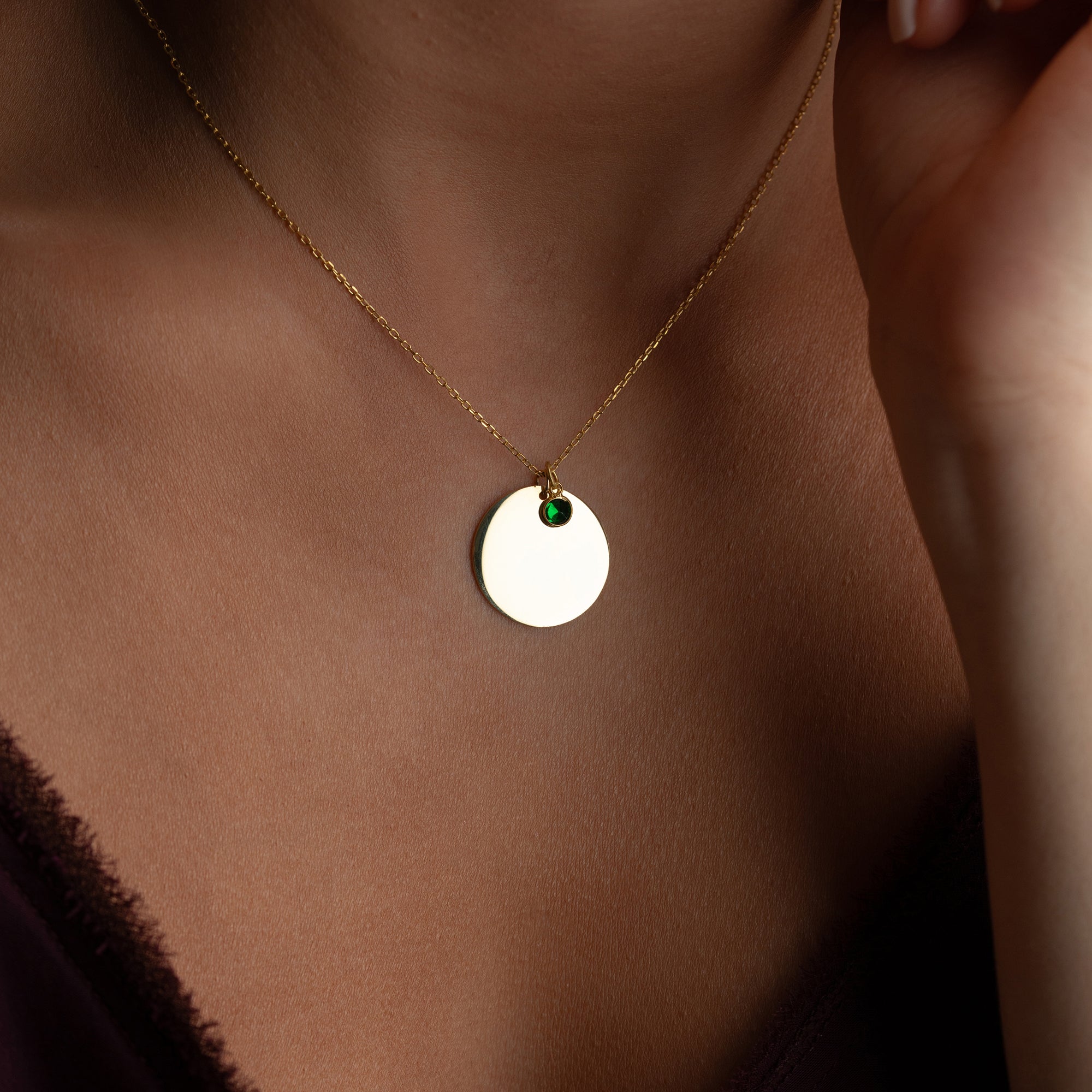 Birthstone plaque necklace | 925 silver