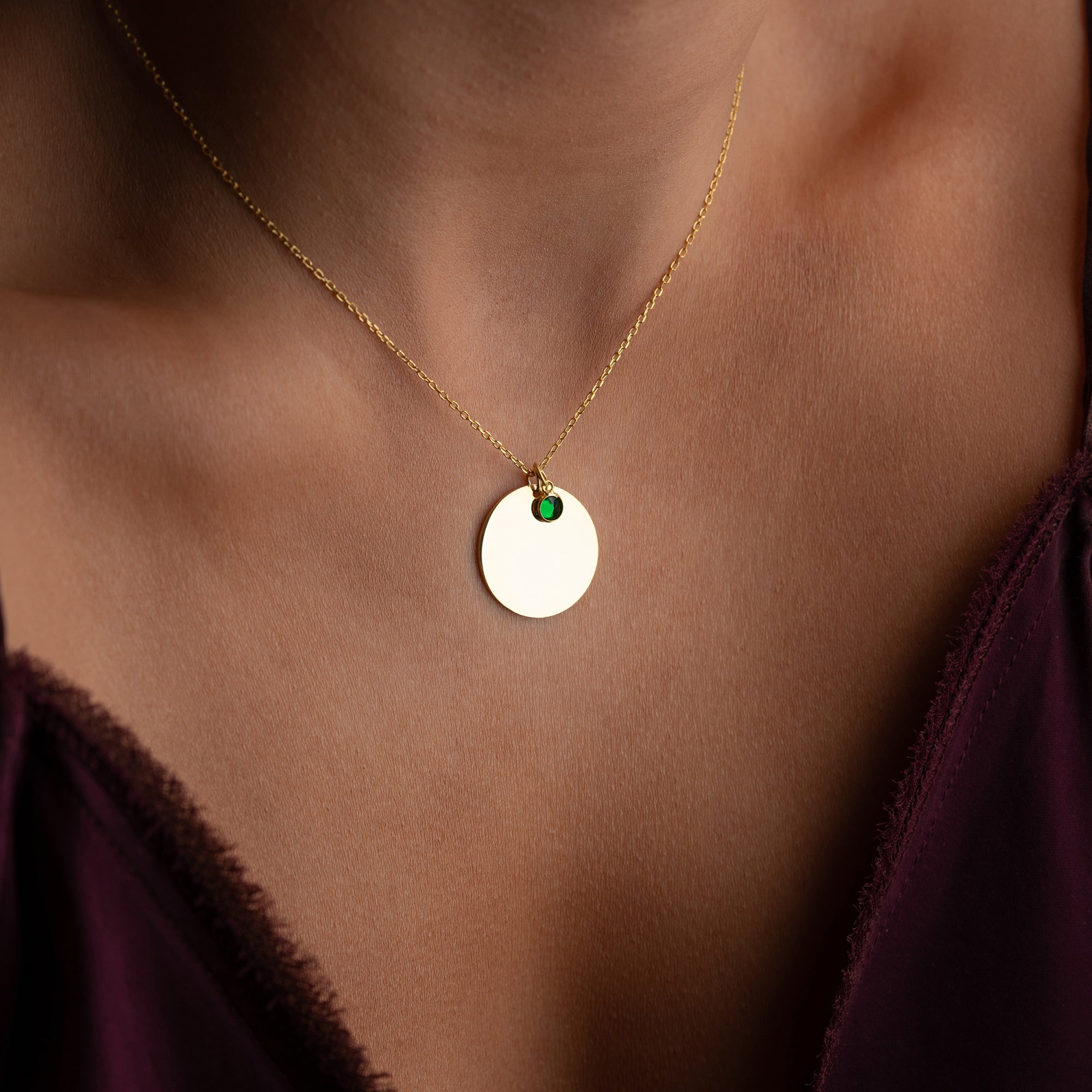 Birthstone plaque necklace | 925 silver