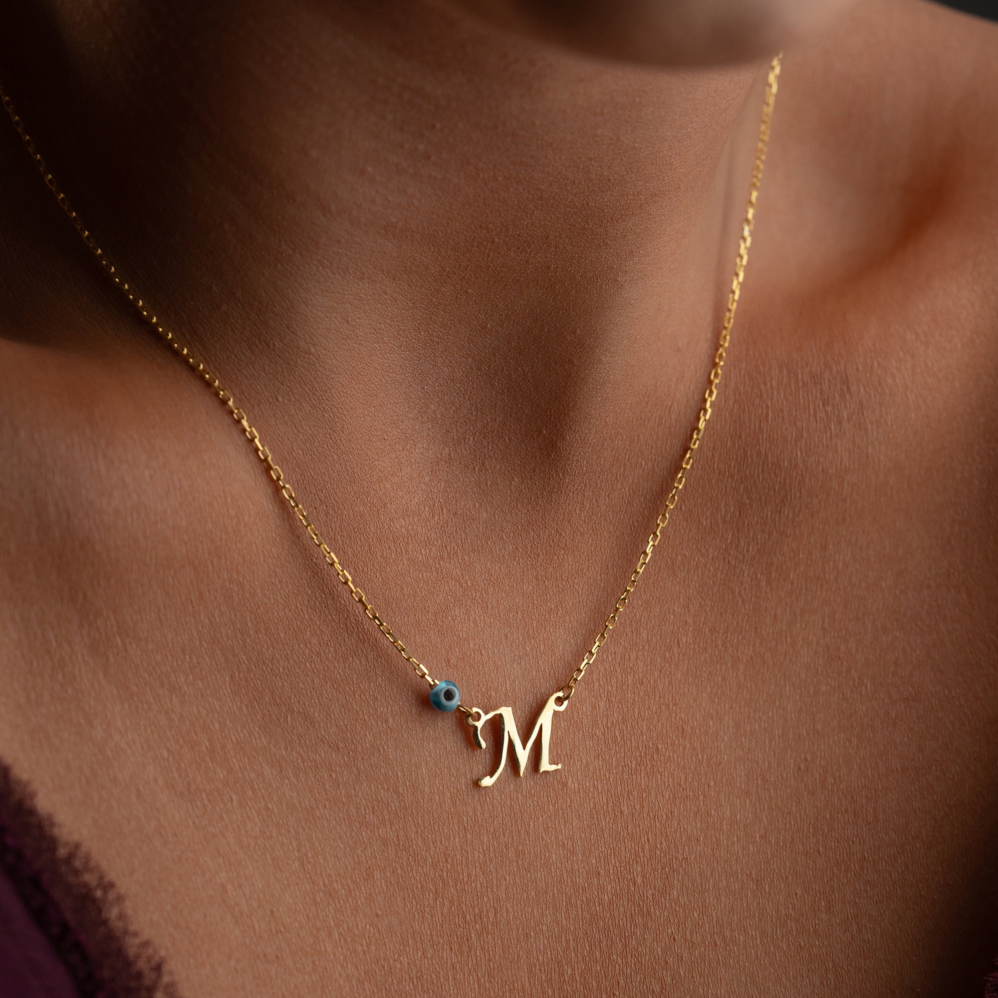 Letter necklace with blue eye | 925 silver