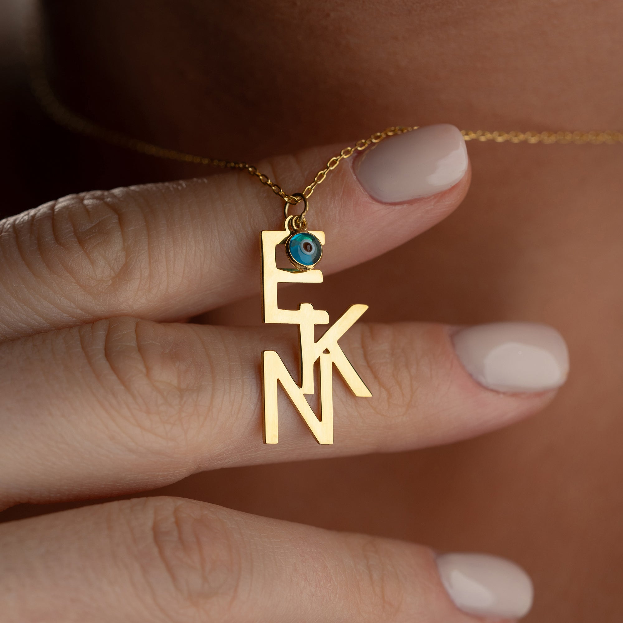 TRIO INITIALEN NECKLACE MIT NAZAR | 925 SILBER