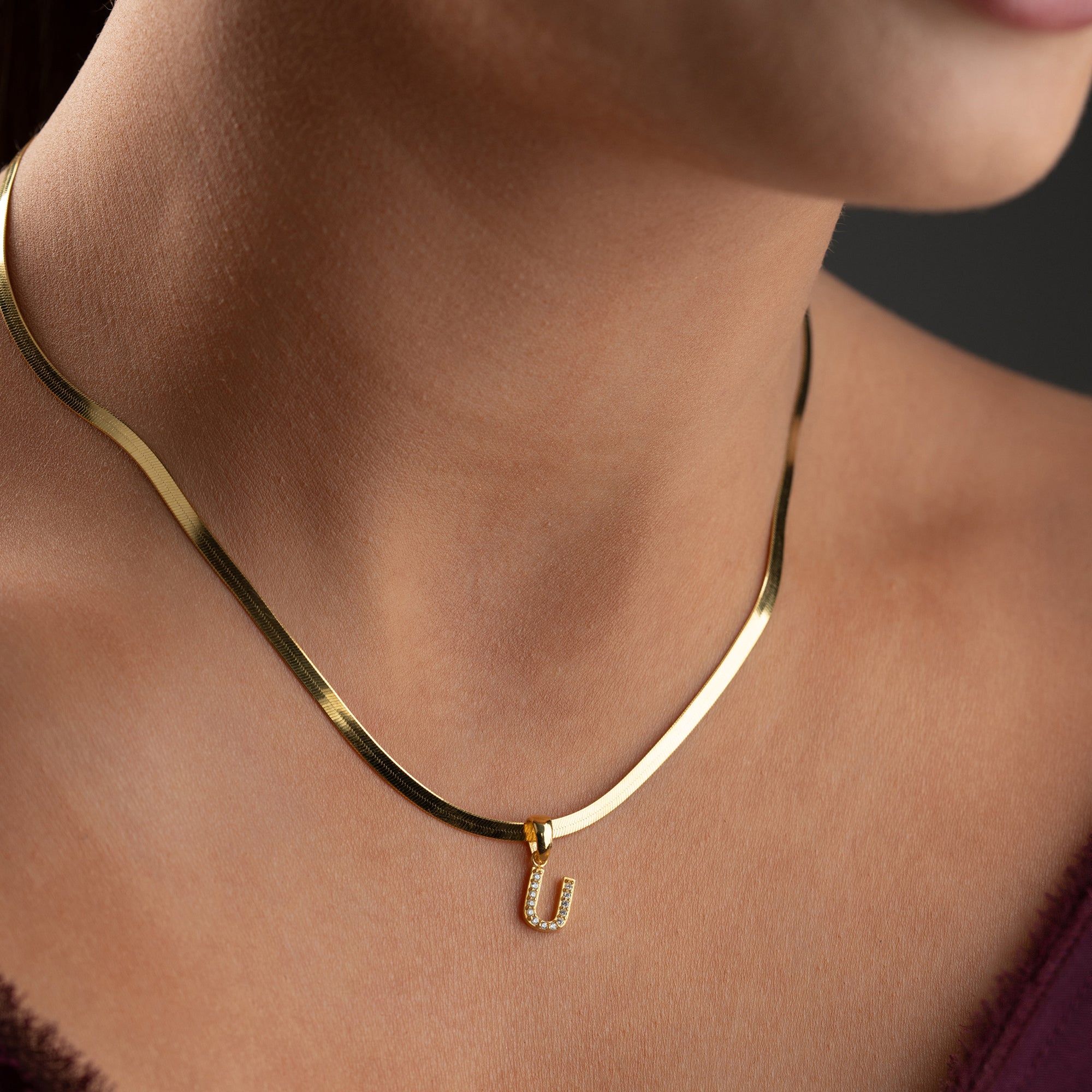 SNAKE ZIRCONIA LETTER NECKLACE | 925 SILVER