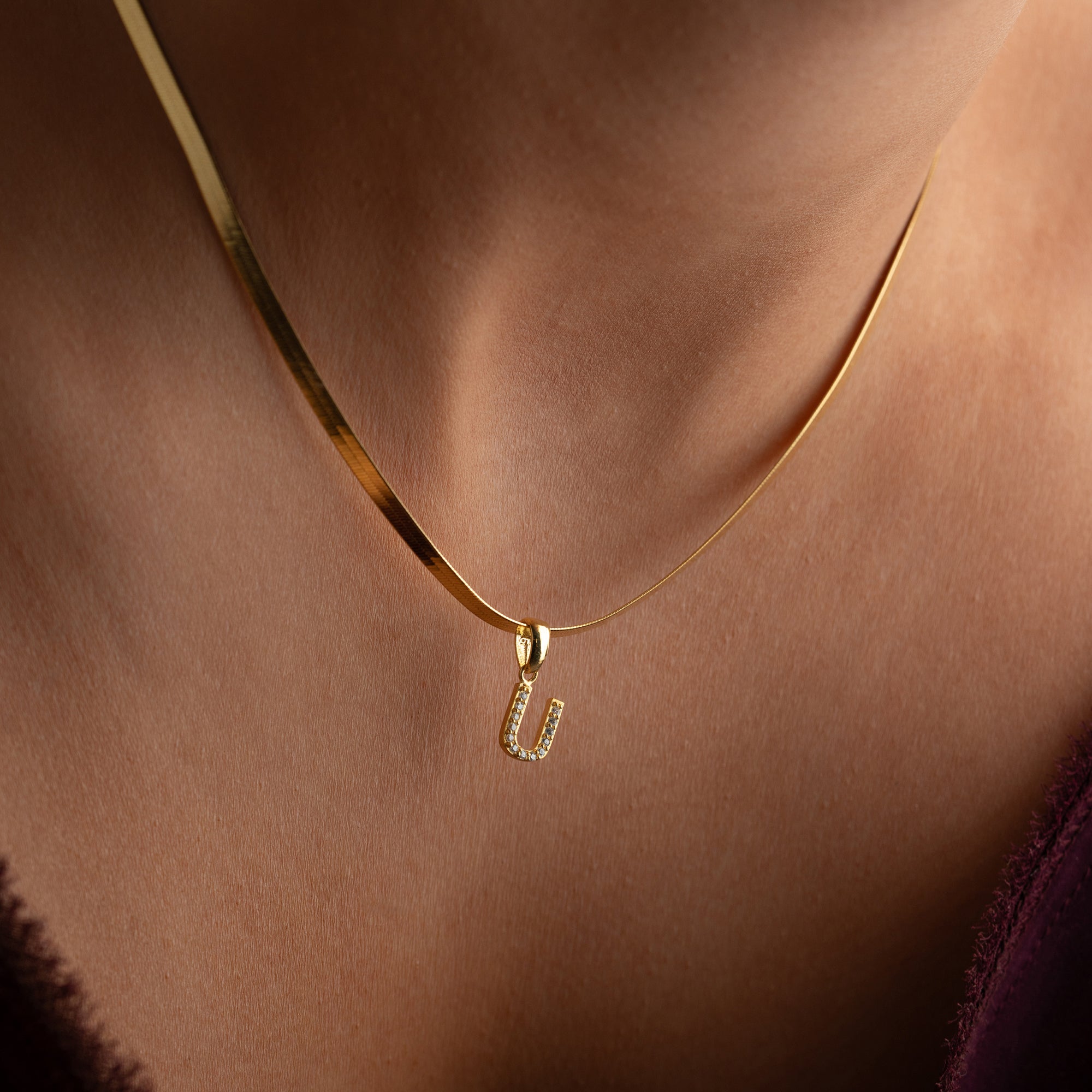 SNAKE ZIRCONIA LETTER NECKLACE | 925 SILVER
