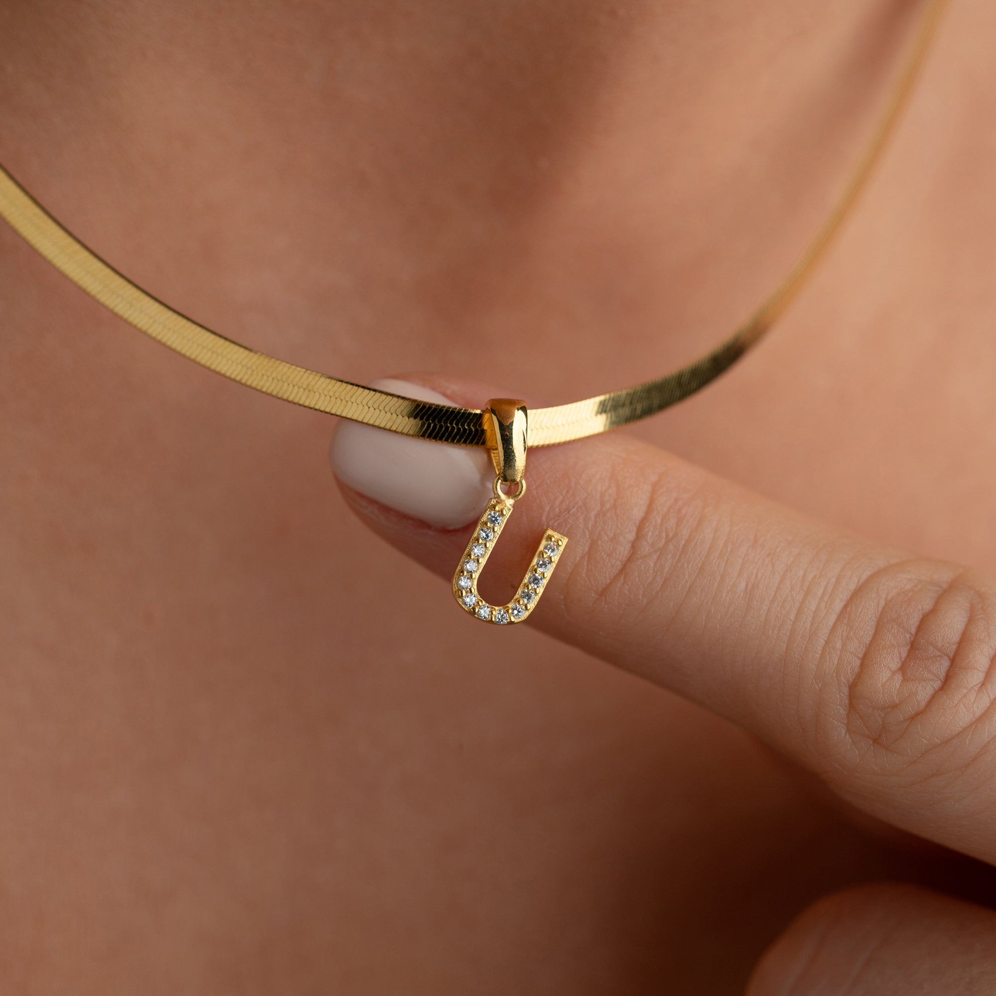 SNAKE ZIRCONIA LETTER NECKLACE | 925 SILVER