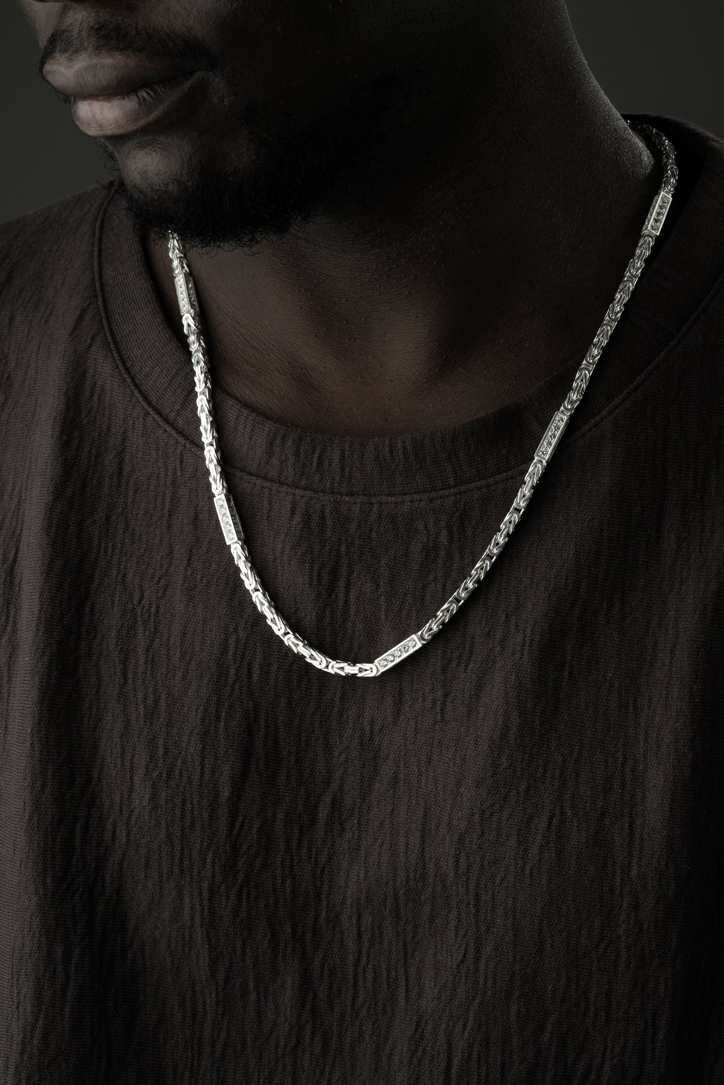 KÖNIGSKETTE MIT STRASSSTEIN | 925 SILBER