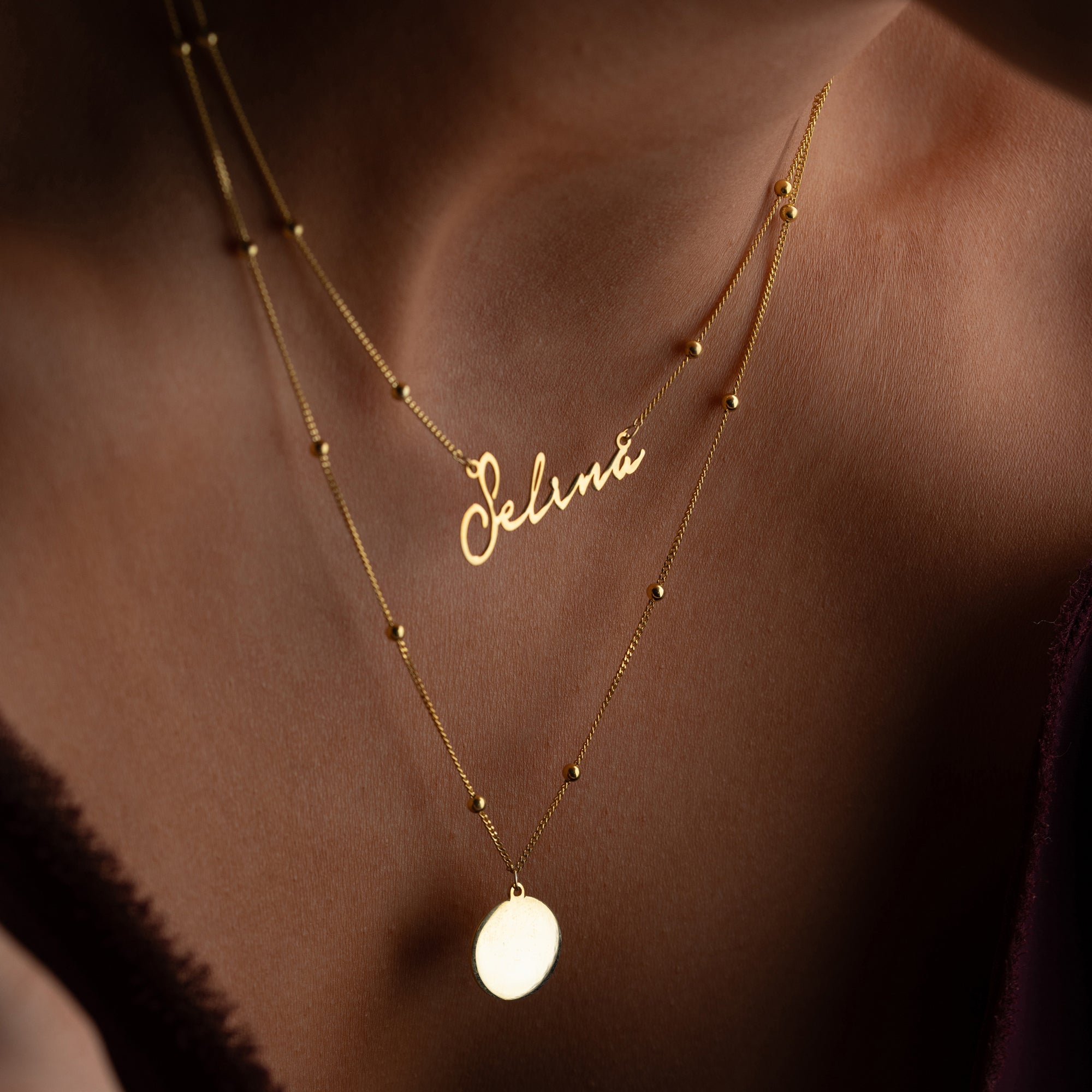 Vintage name necklace with plate | 925 silver