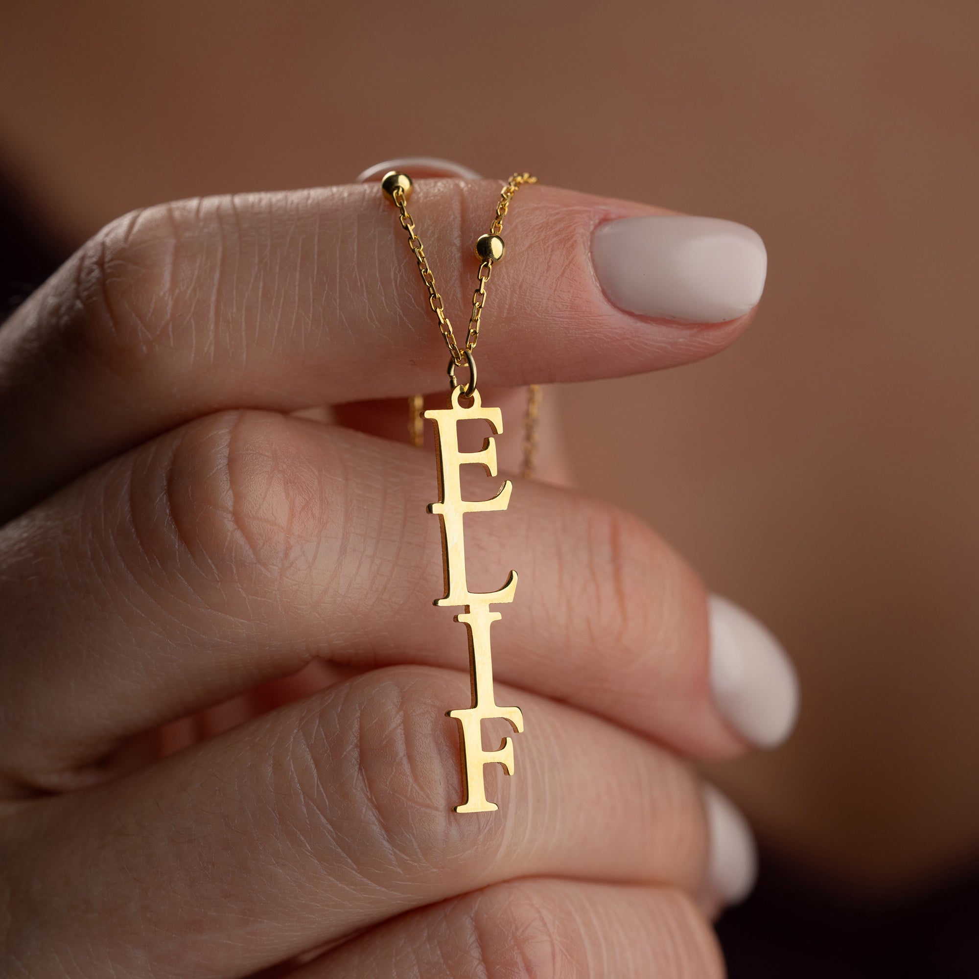 VINTAGE SENKRECHTE NAMENSKETTE | 925 SILBER