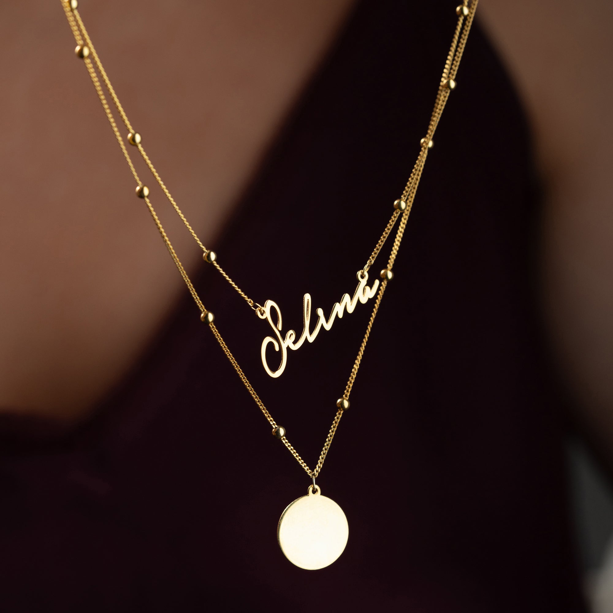 Vintage name necklace with plate | 925 silver