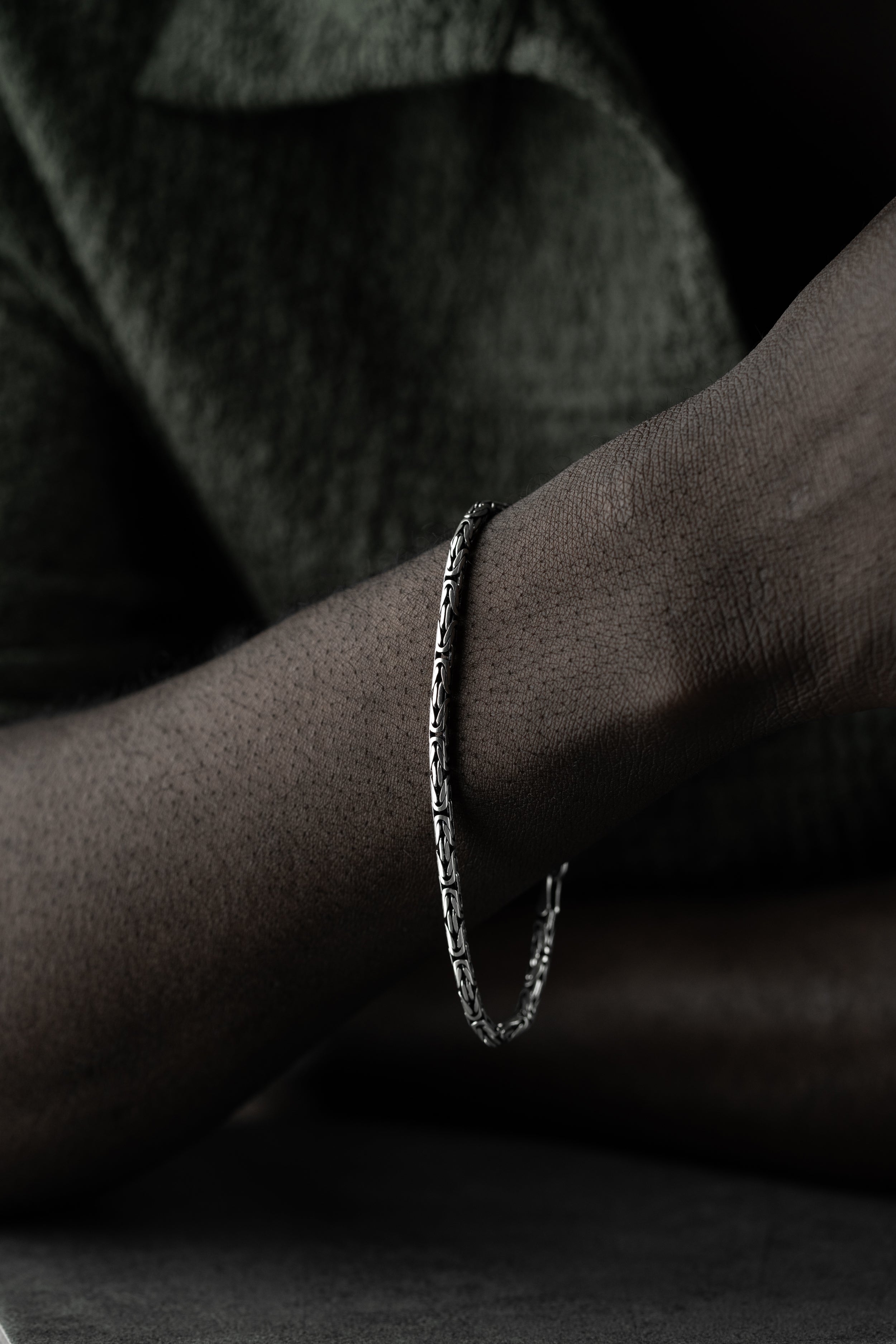 KÖNIGSARMBAND OVAL OXIDIERT 3MM | 925 SILBER
