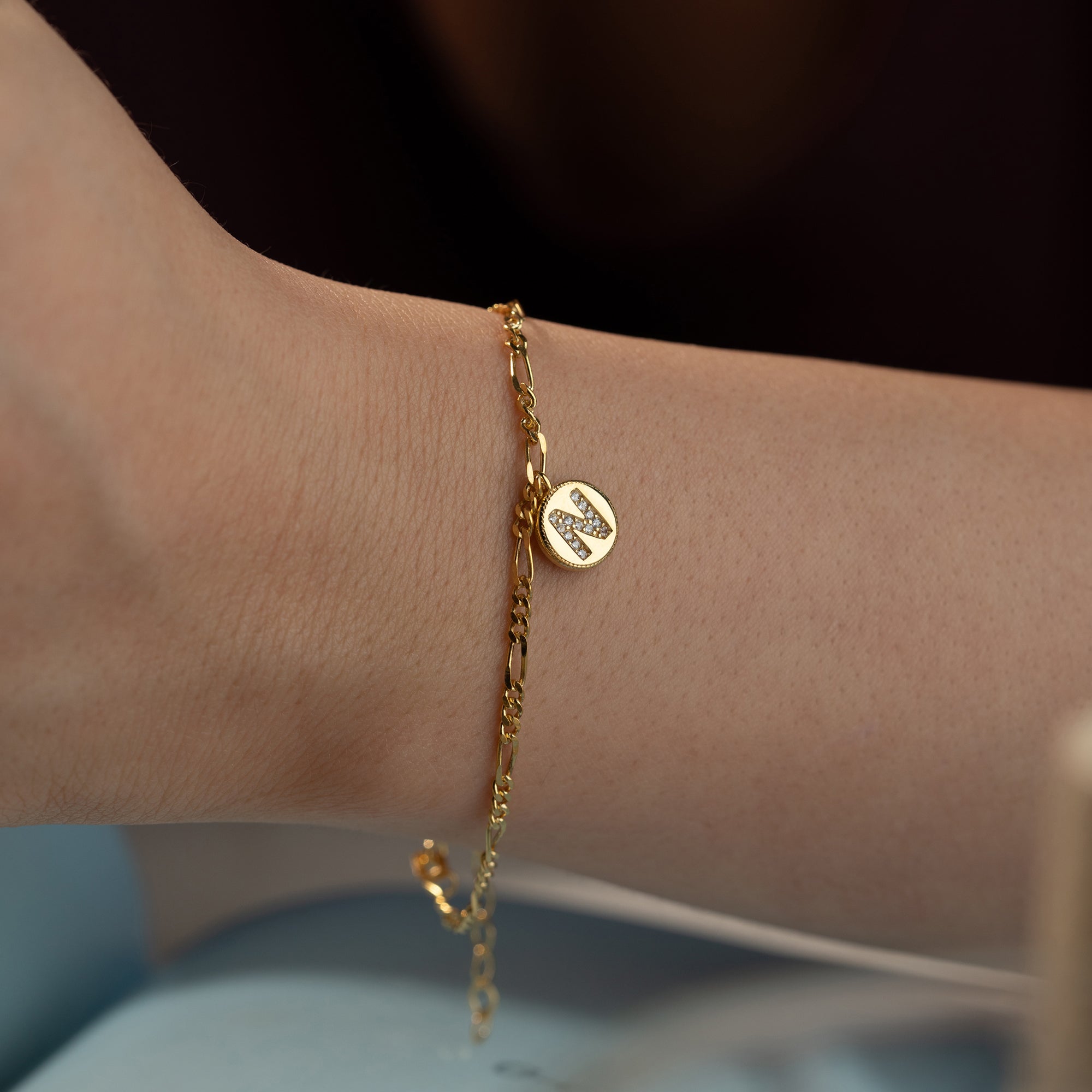 Zirconia letter charm bracelet | 925 silver